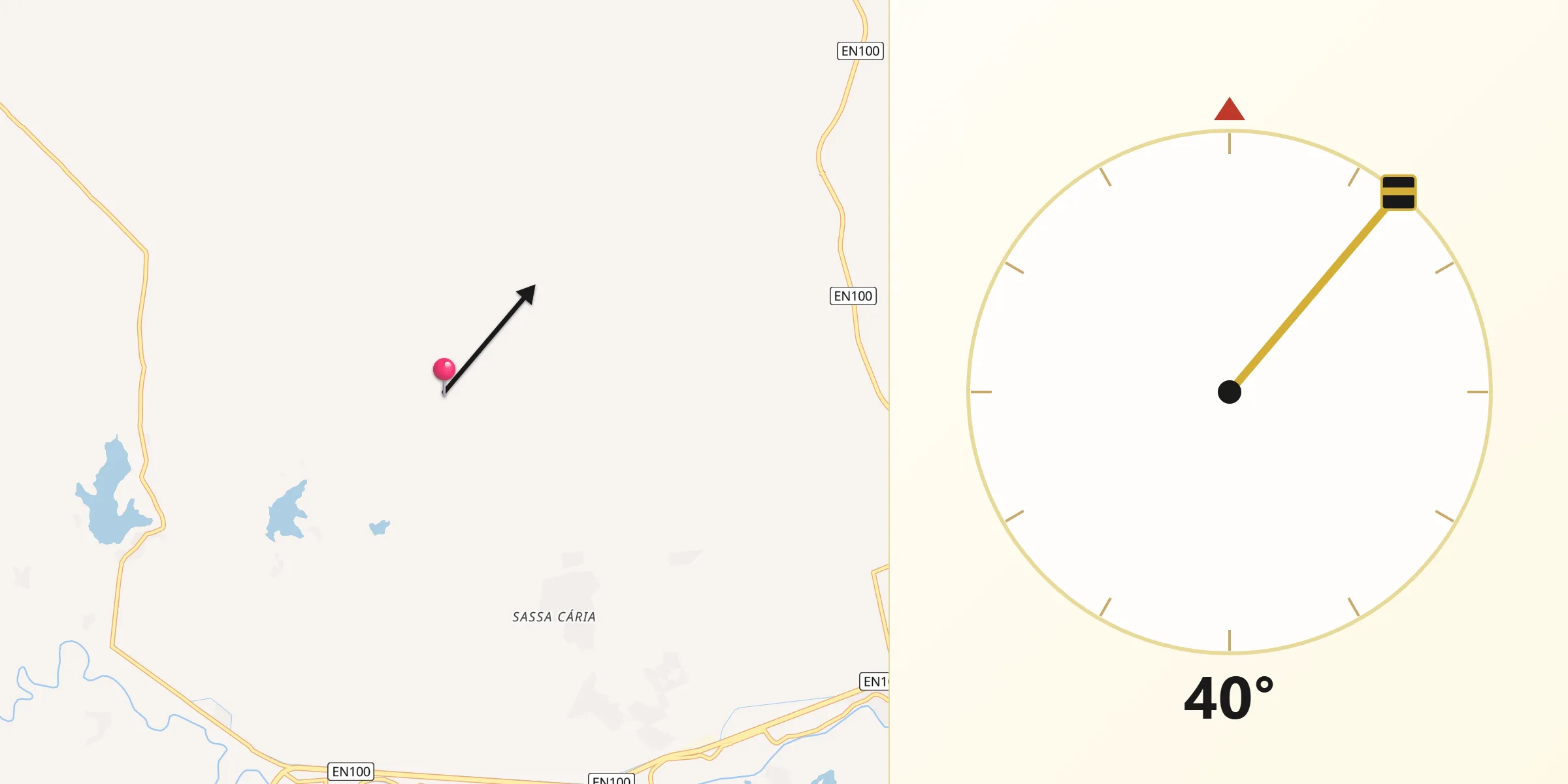 Direção da Qibla a partir de Pango Aluquém