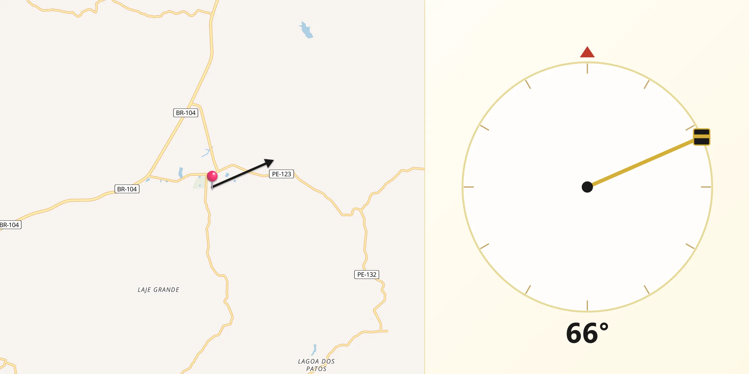 Direção da Qibla a partir de Cupira