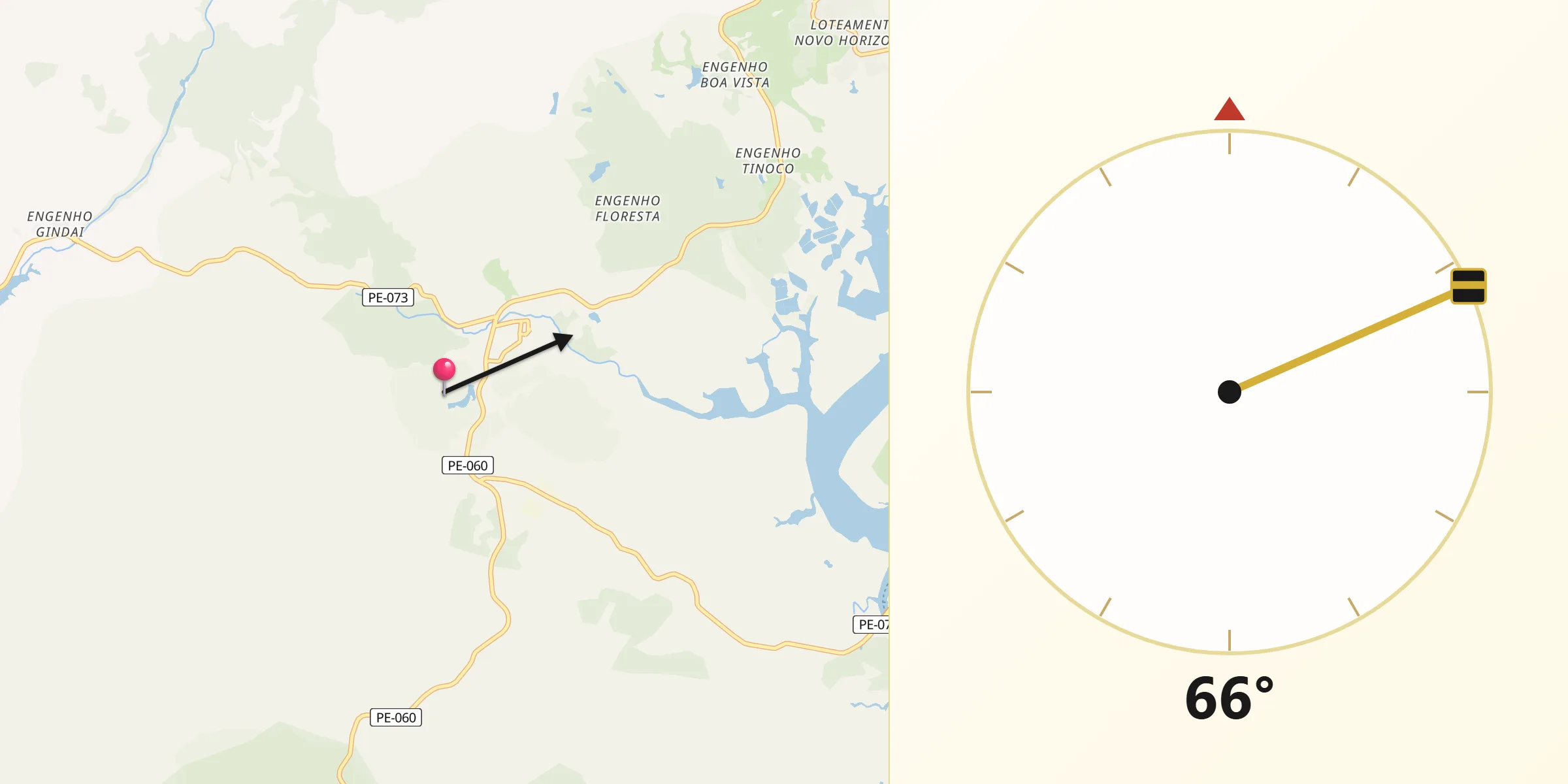 Direção da Qibla a partir de Rio Formoso