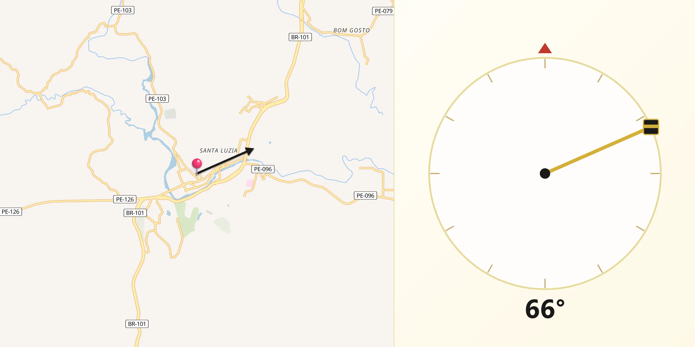 Direção da Qibla a partir de Palmares