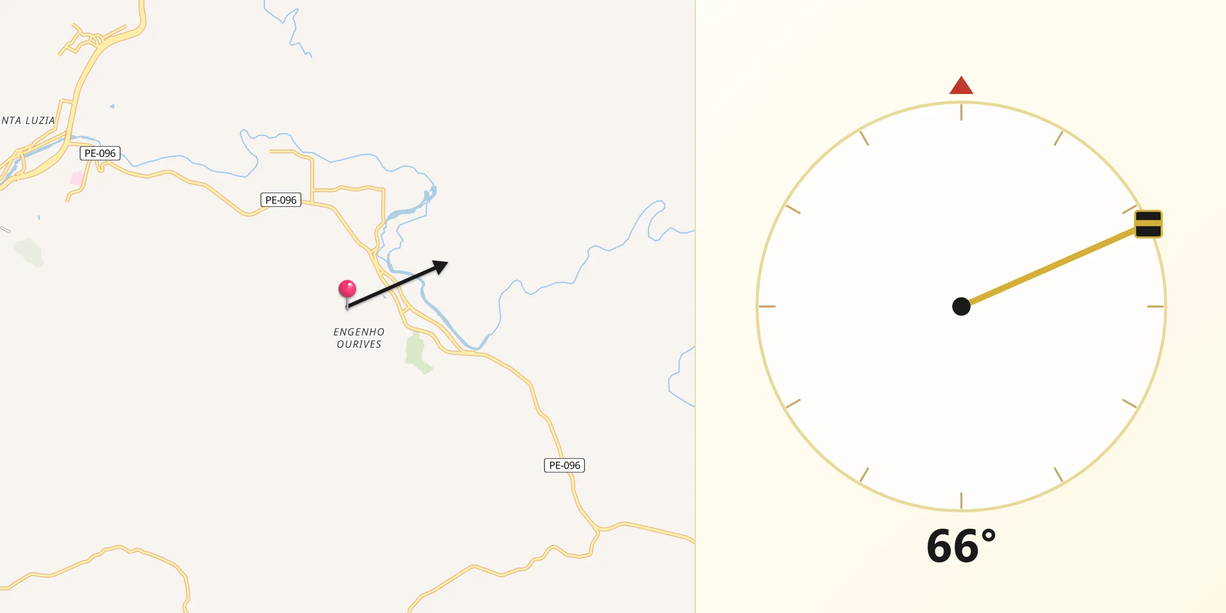 Direção da Qibla a partir de Água Preta