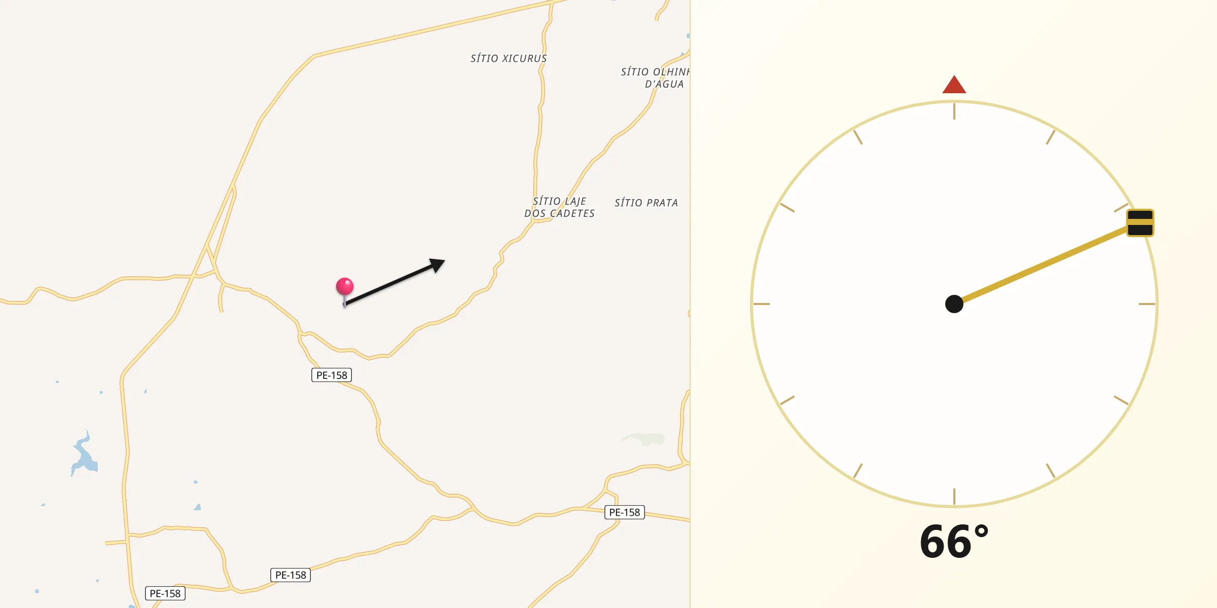 Direção da Qibla a partir de Jupi