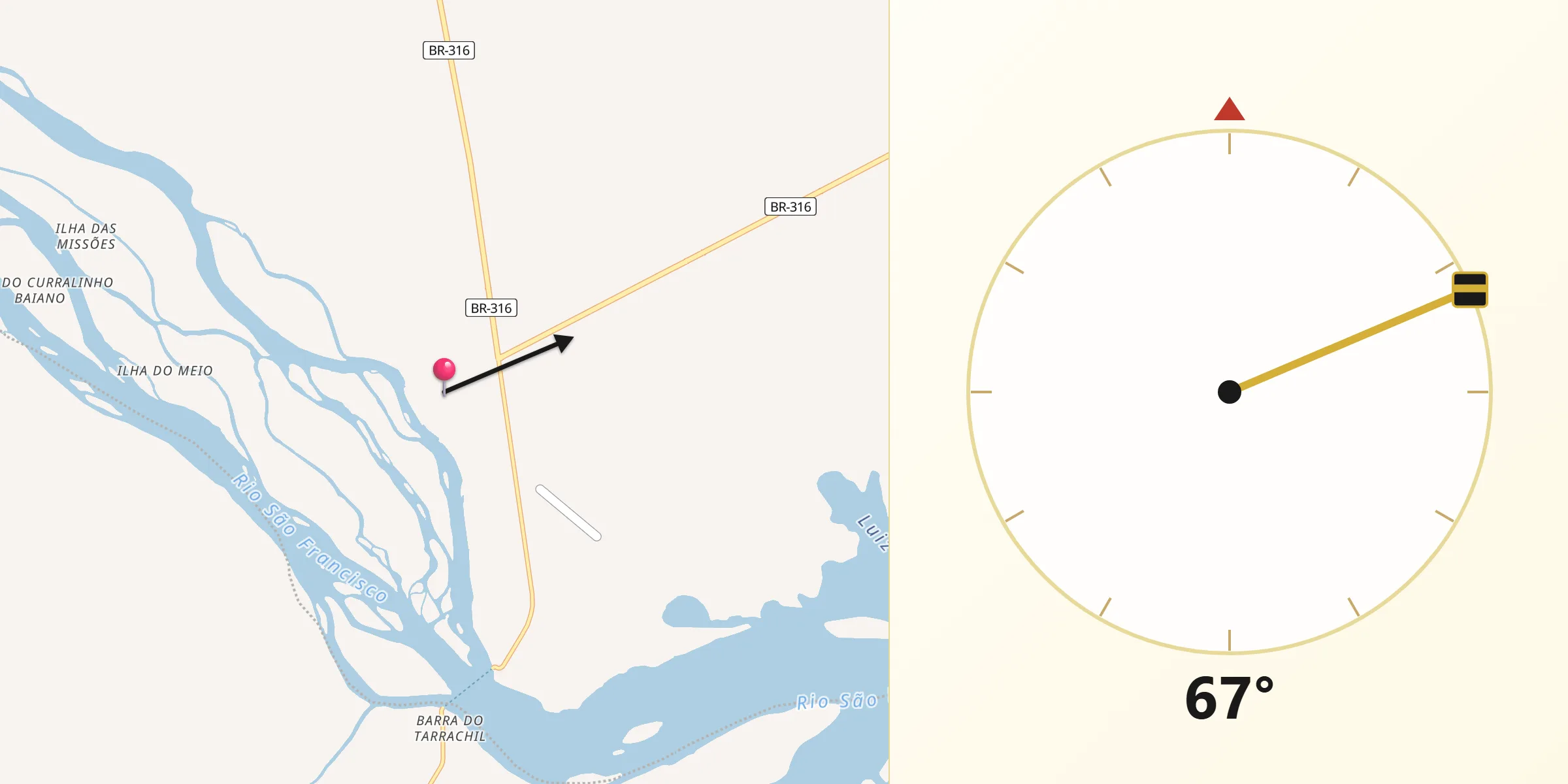 Direção da Qibla a partir de Belém de São Francisco