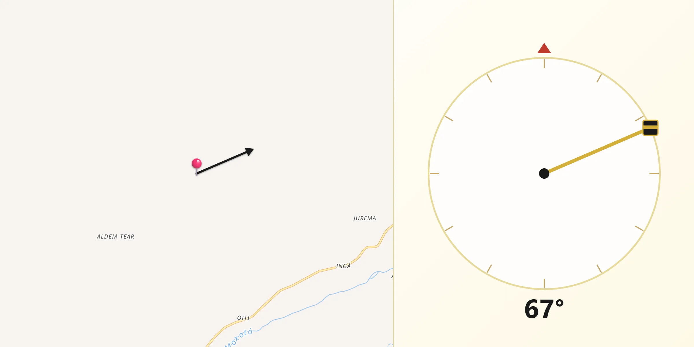 Direção da Qibla a partir de Inajá