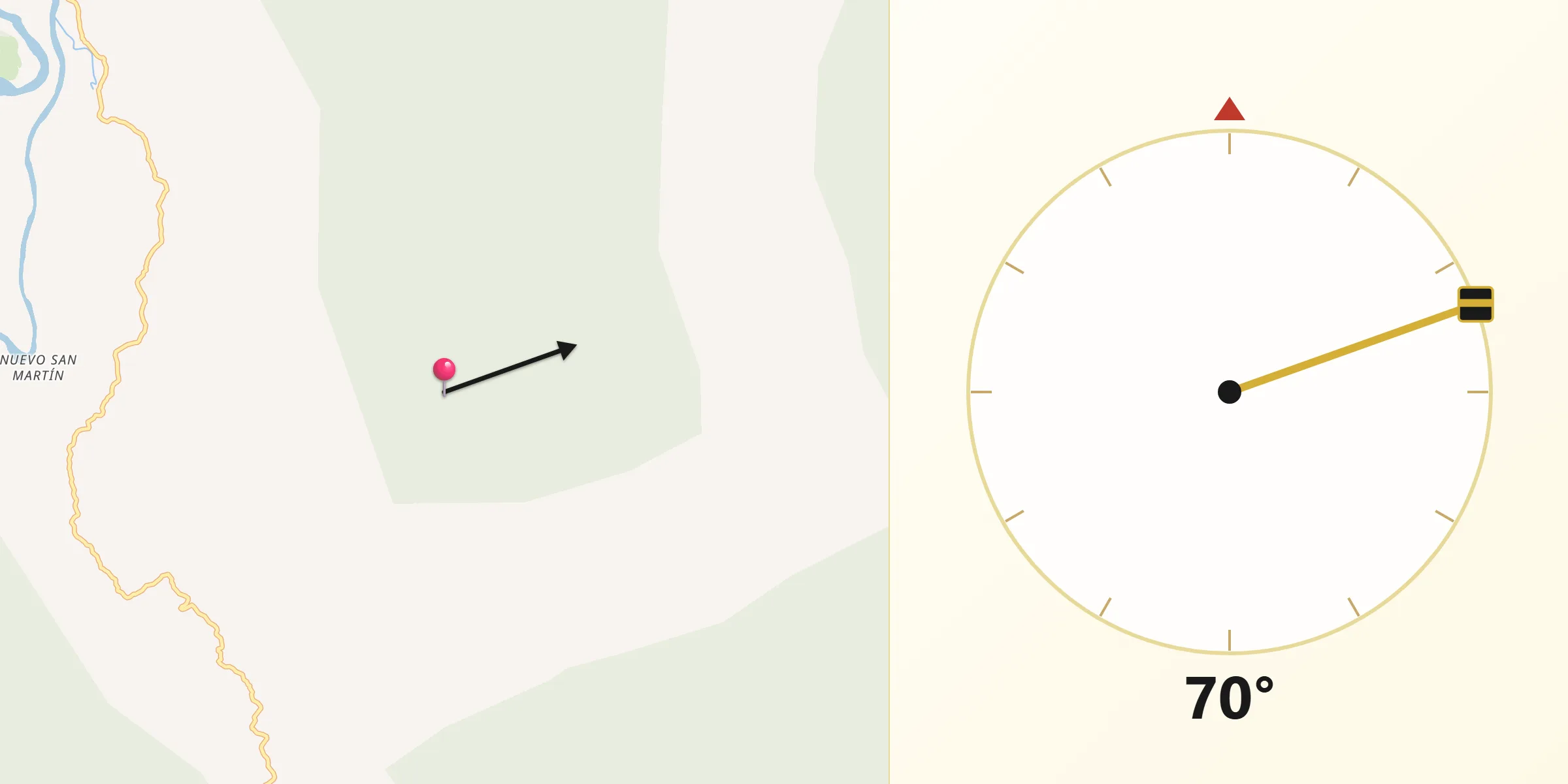 Dirección de la Qibla desde Padre Abad