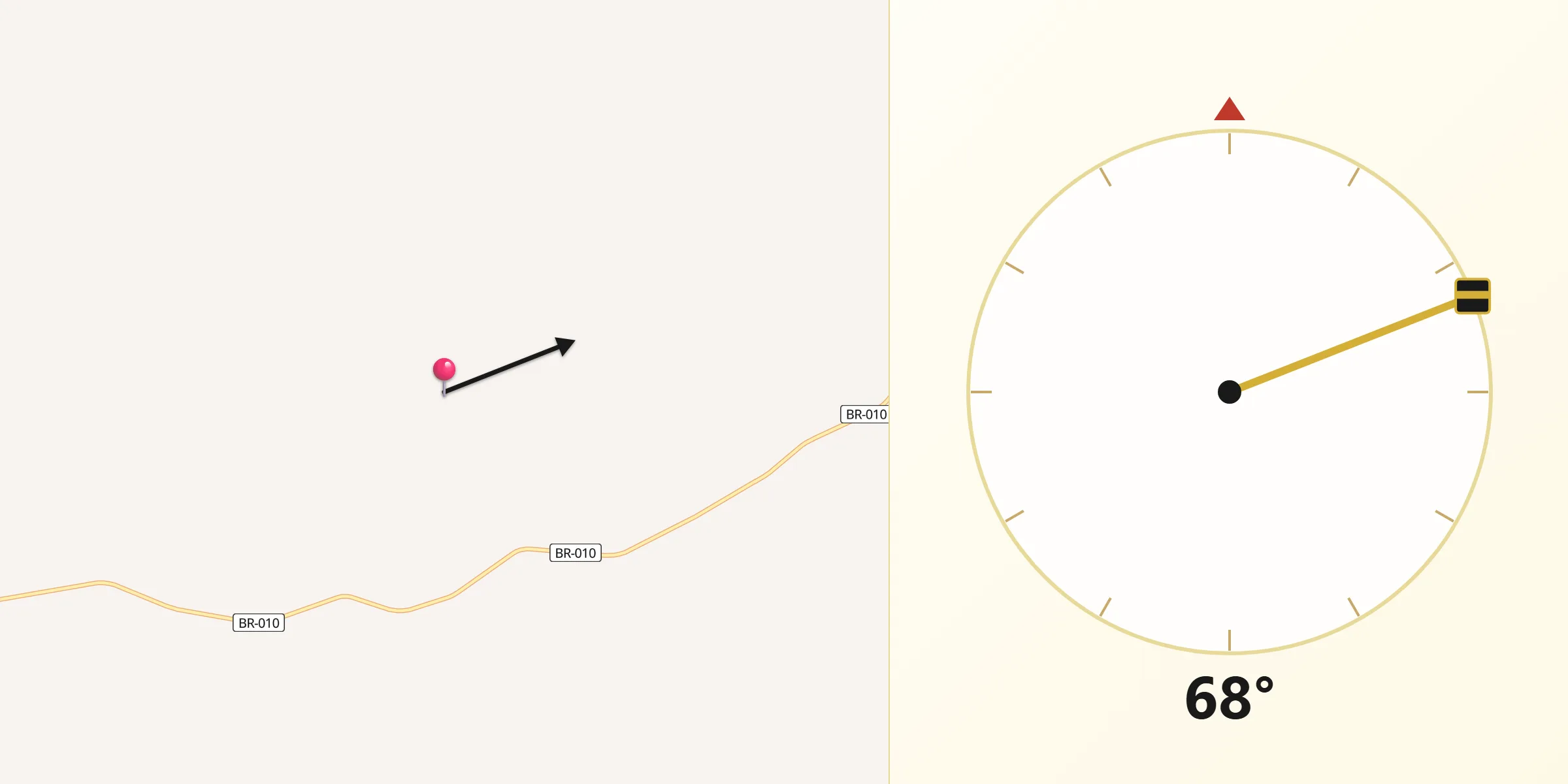 Direção da Qibla a partir de Santa Maria do Tocantins