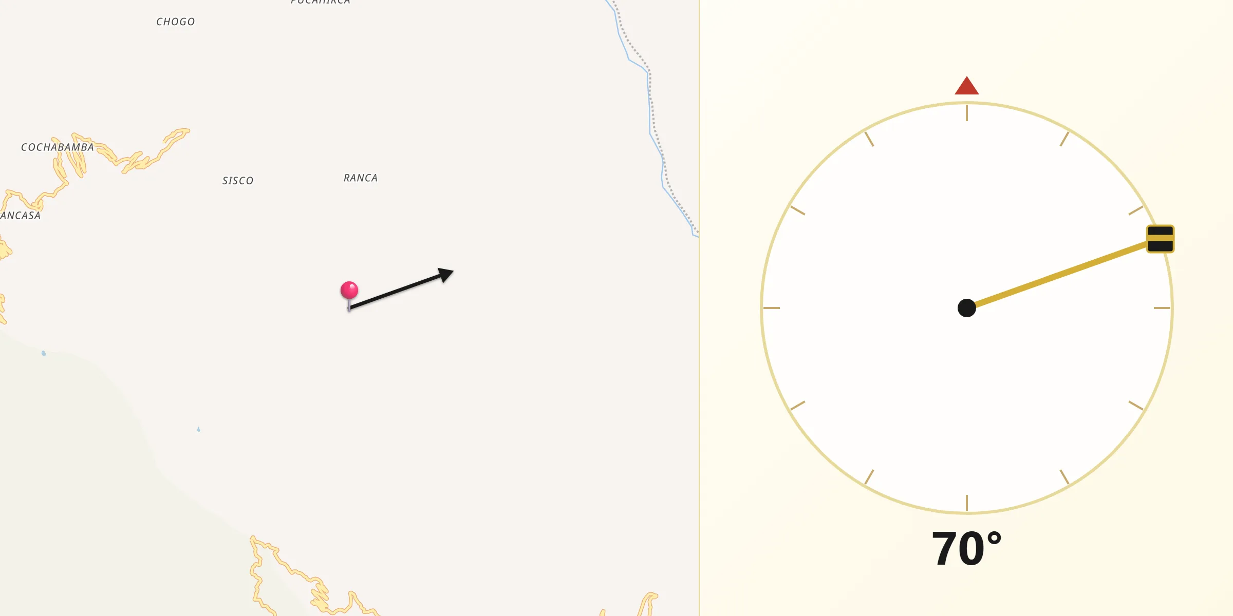 Dirección de la Qibla desde Provincia de Mariscal Luzuriaga