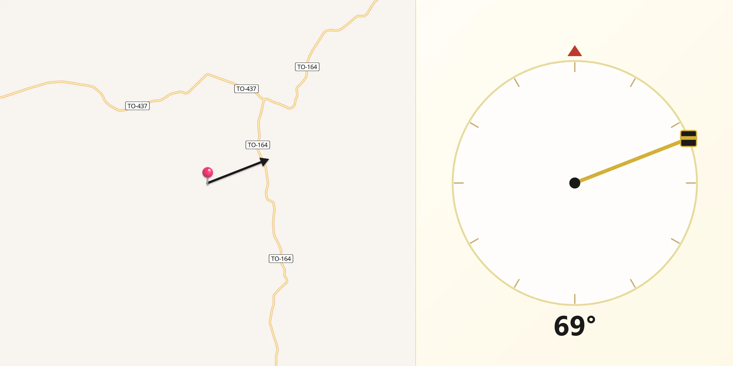 Direção da Qibla a partir de Goianorte