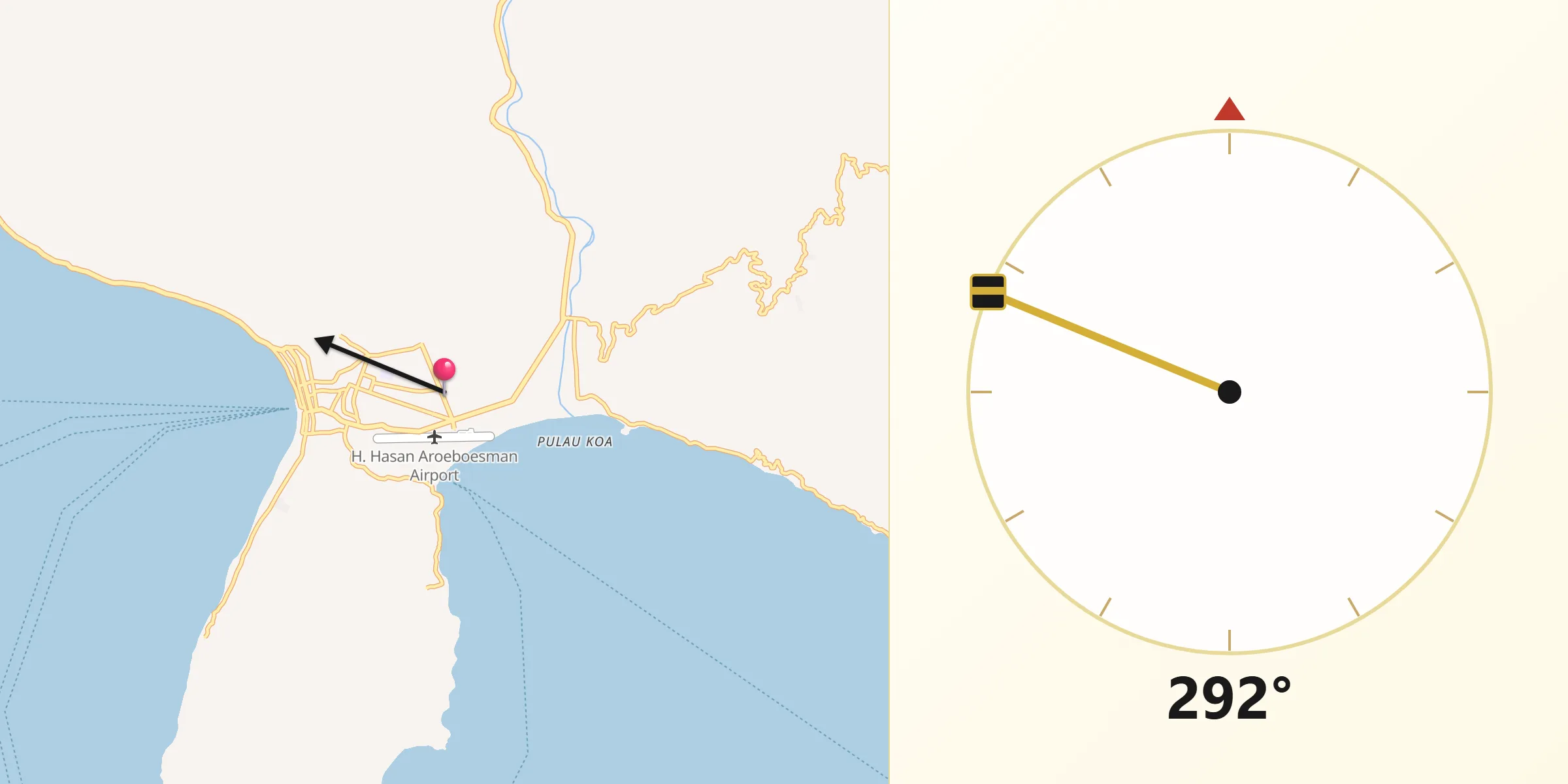 Direction vers la Qibla depuis Ende