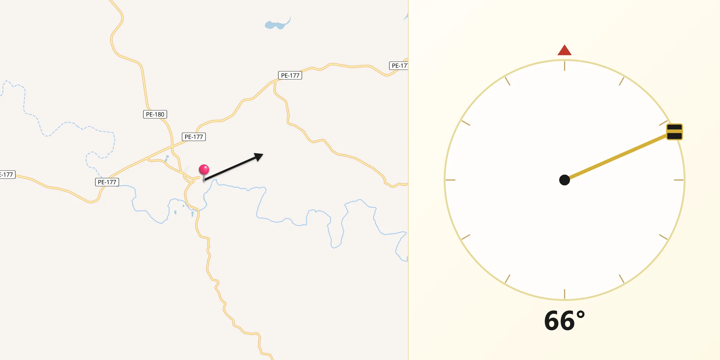 Direção da Qibla a partir de Canhotinho