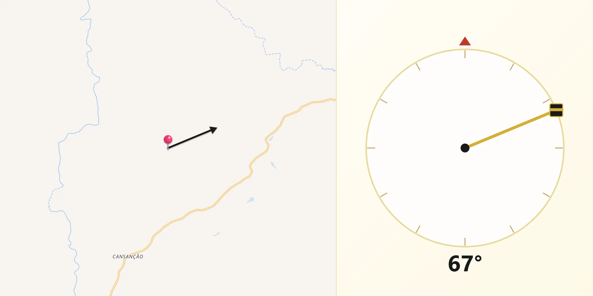 Direção da Qibla a partir de Dom Inocêncio