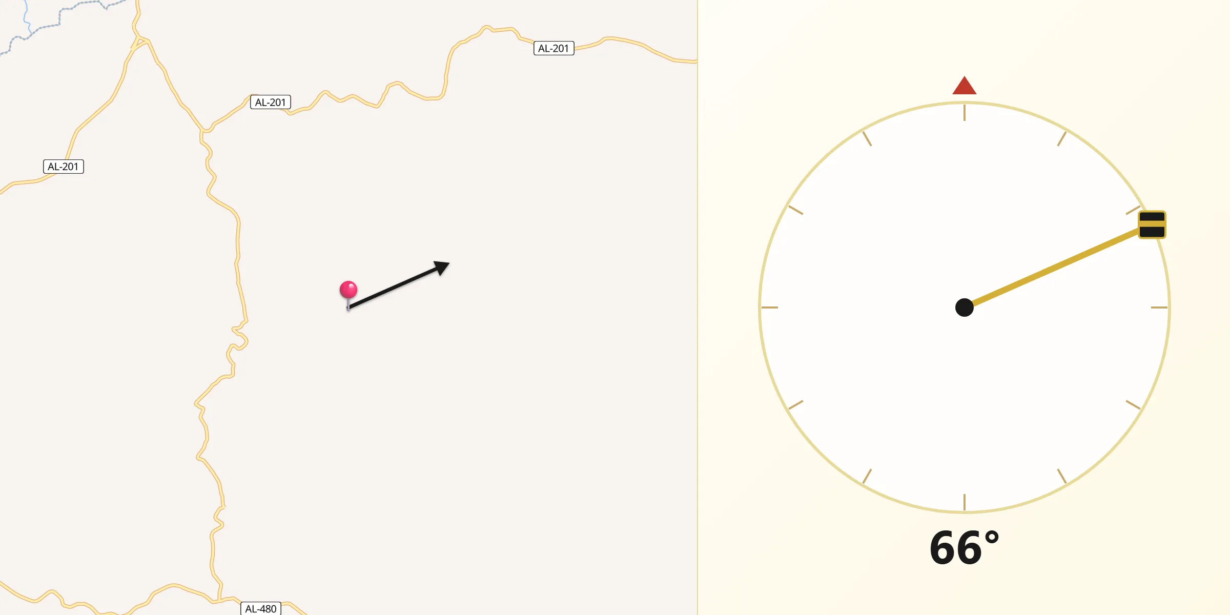 Direção da Qibla a partir de Campestre