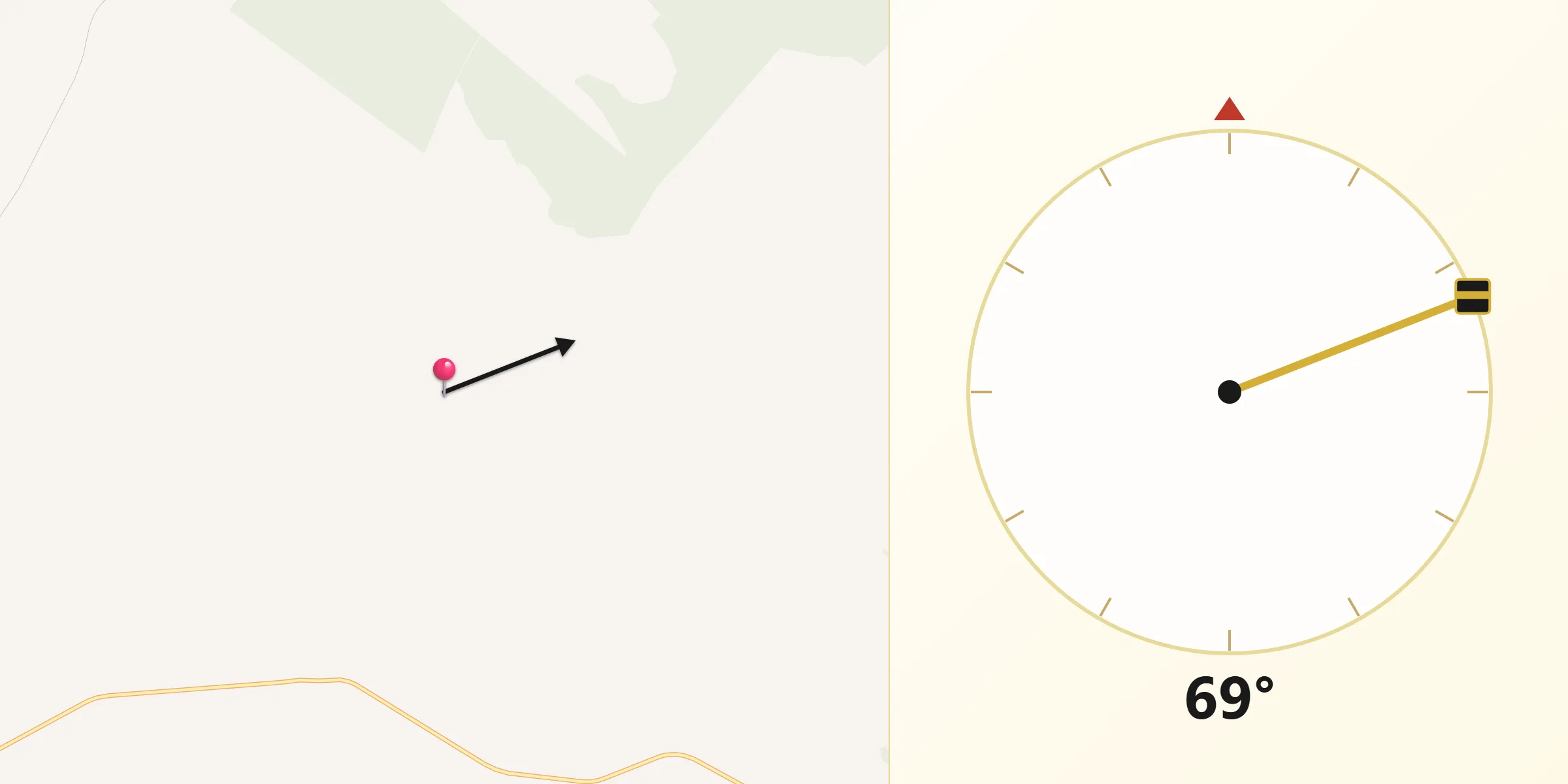 Direção da Qibla a partir de Tupirama