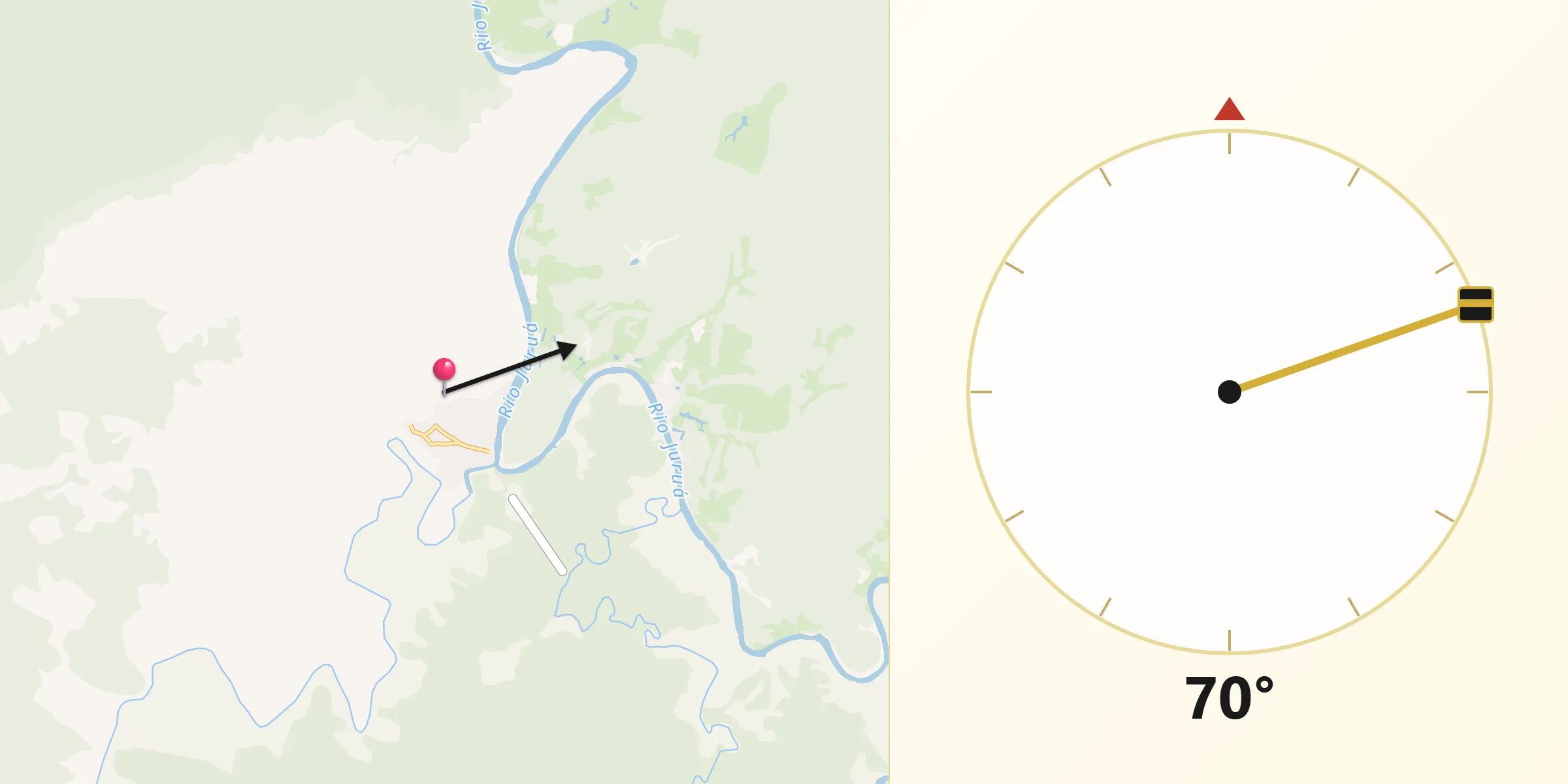 Direção da Qibla a partir de Marechal Thaumaturgo