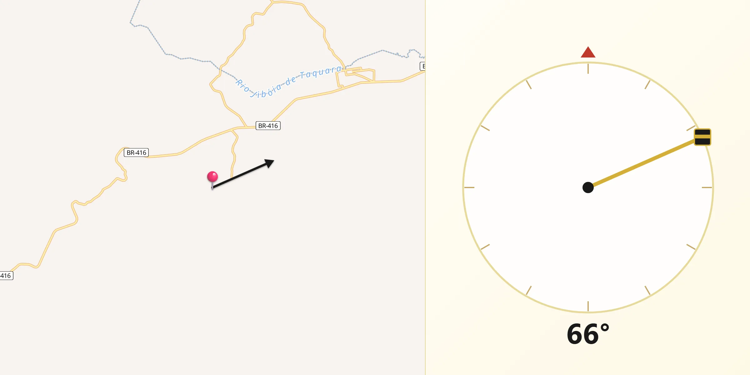 Direção da Qibla a partir de Colônia Leopoldina