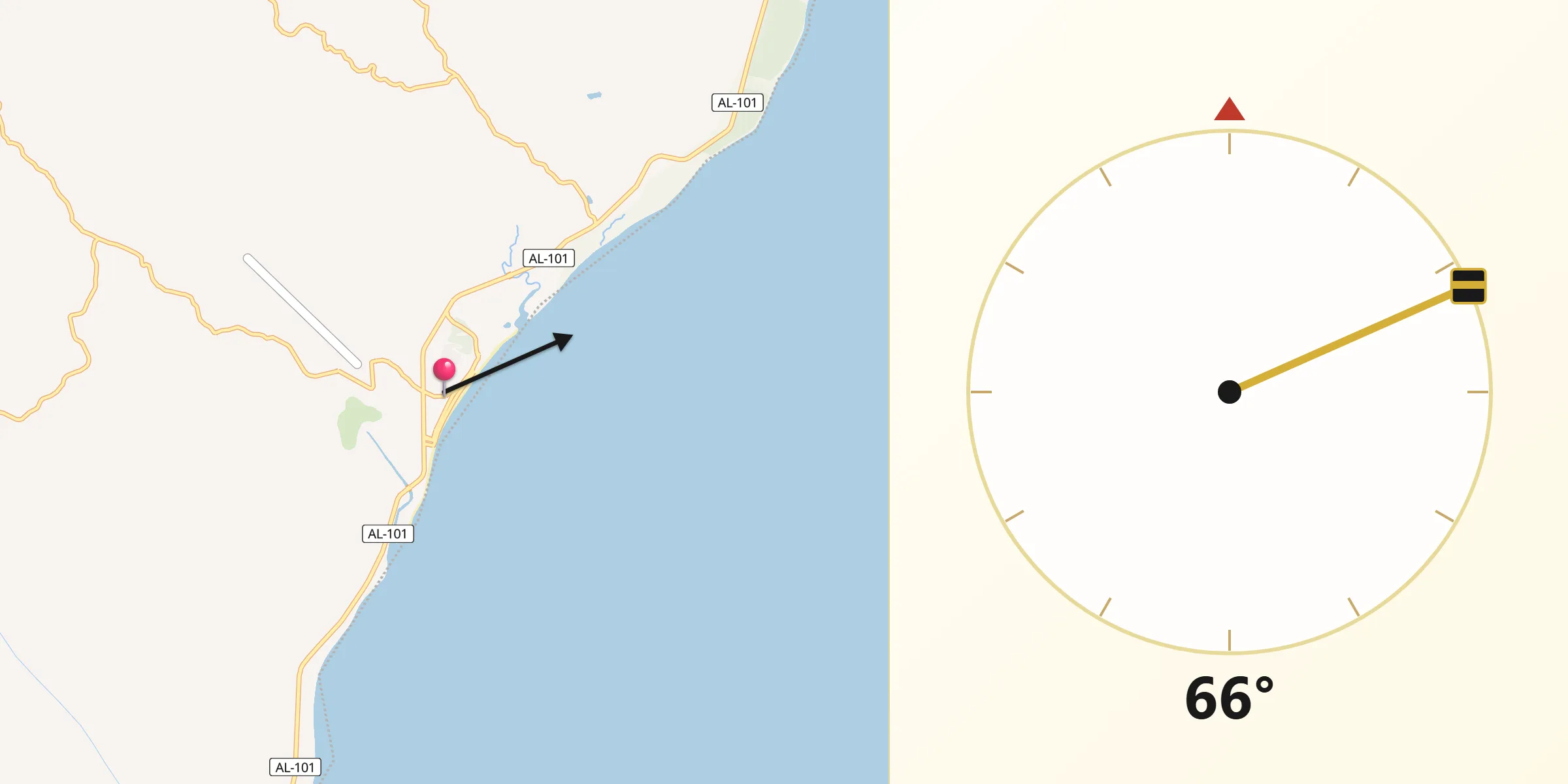 Direção da Qibla a partir de Maragogi