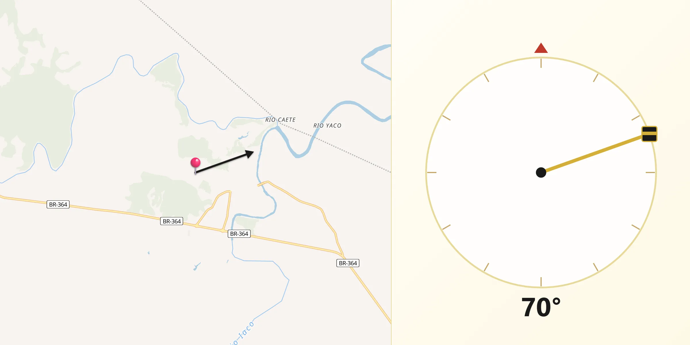Direção da Qibla a partir de Sena Madureira