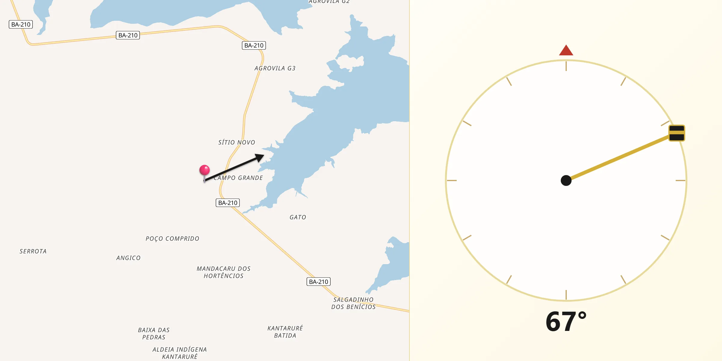 Direção da Qibla a partir de Glória