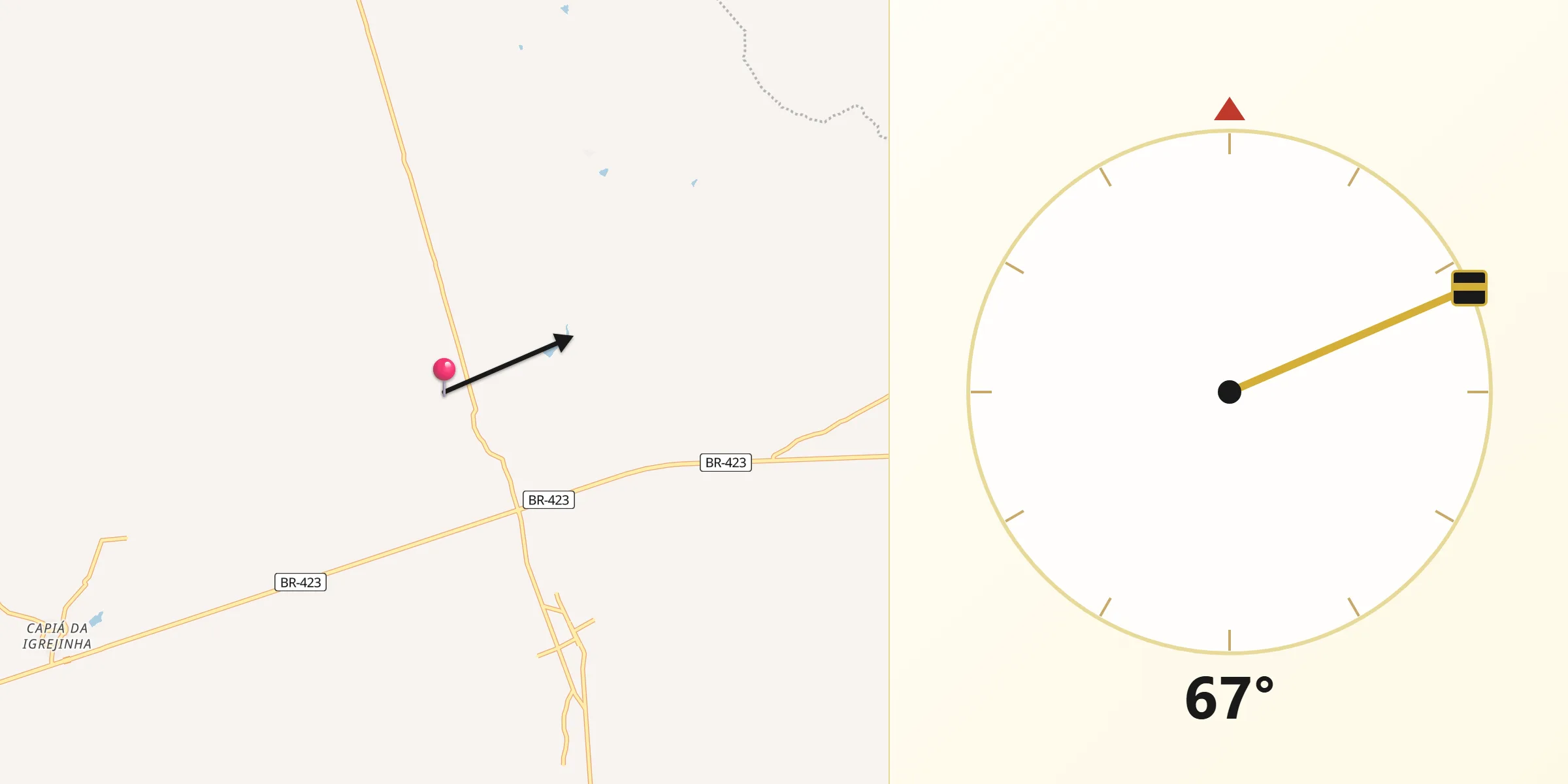 Direção da Qibla a partir de Ouro Branco
