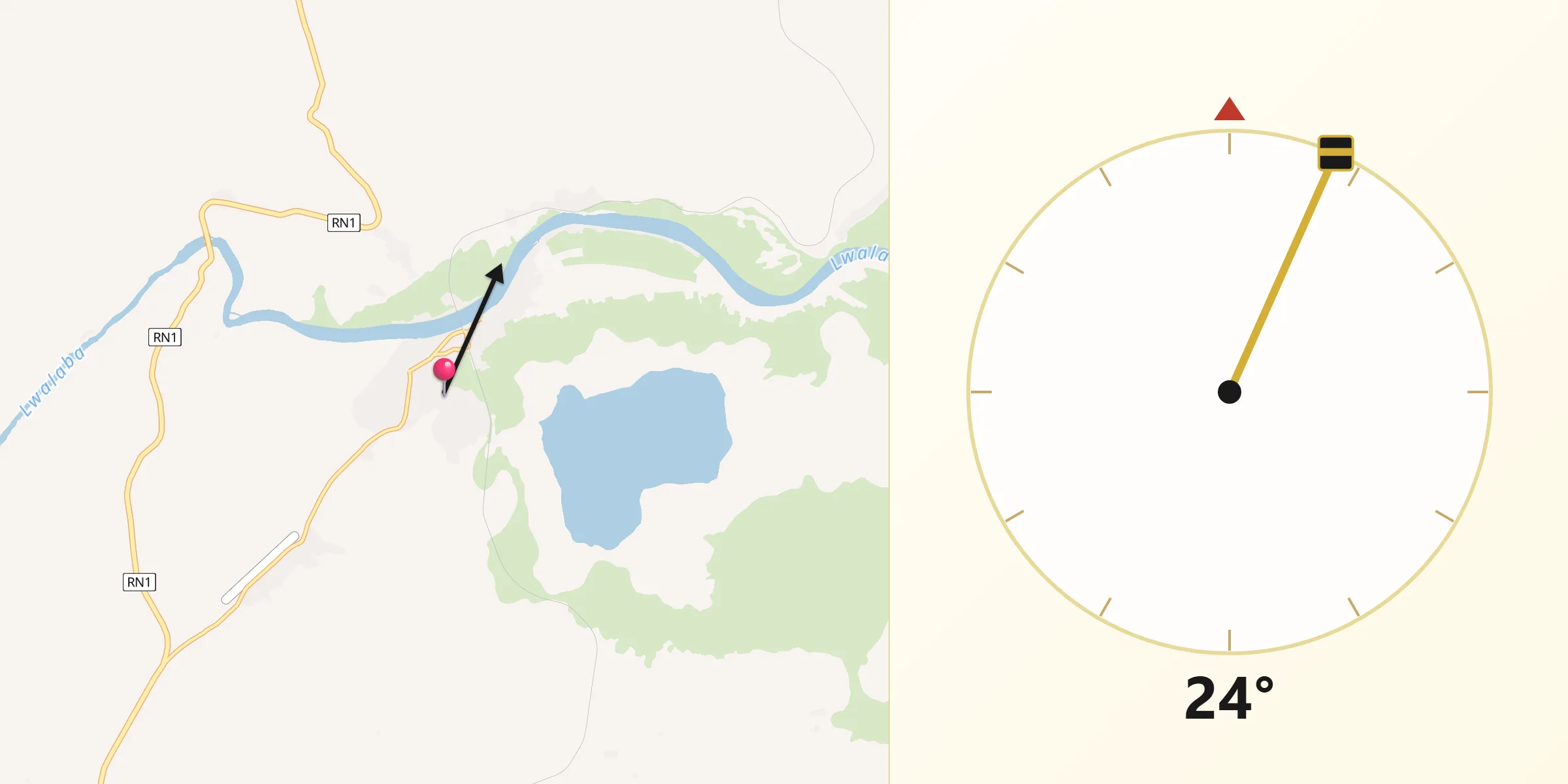 Direction vers la Qibla depuis Bukama
