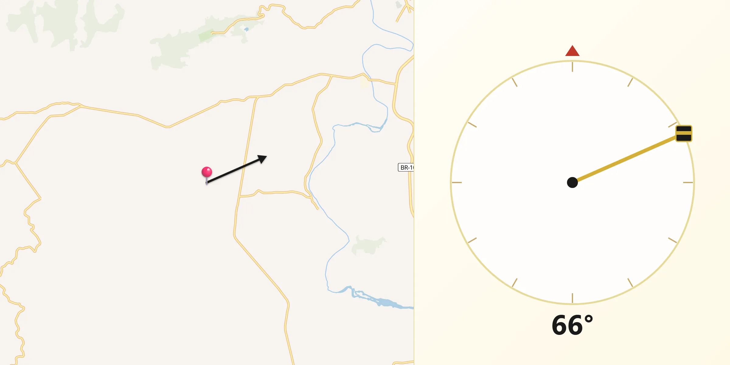 Direção da Qibla a partir de Branquinha