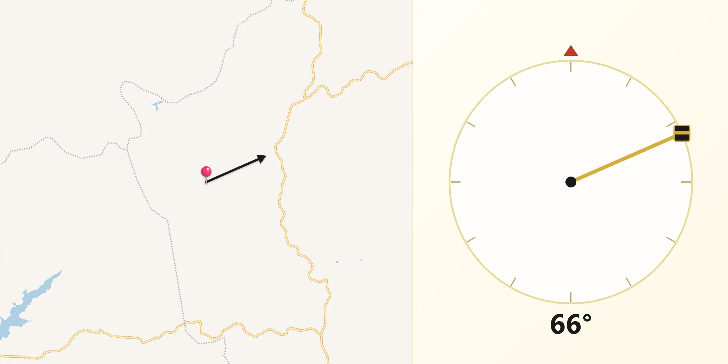 Direção da Qibla a partir de Chã Preta