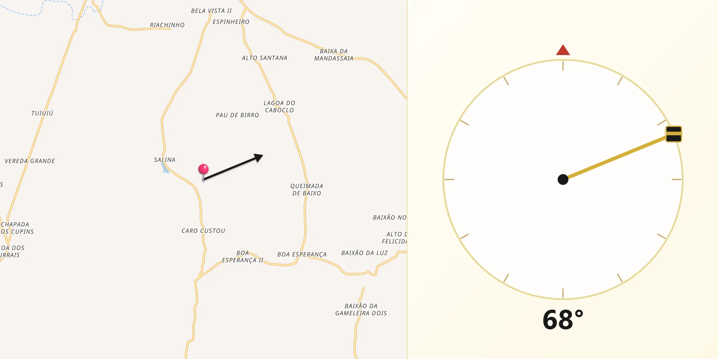 Direção da Qibla a partir de Anísio de Abreu