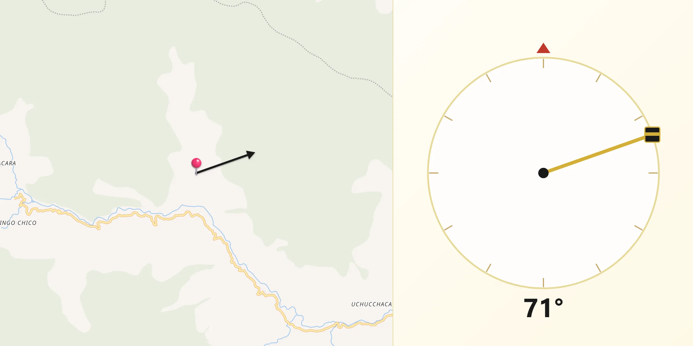 Dirección de la Qibla desde Provincia de Huamalíes