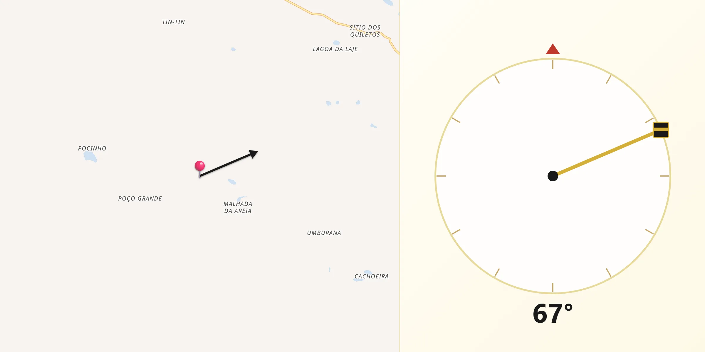 Direção da Qibla a partir de Macururé