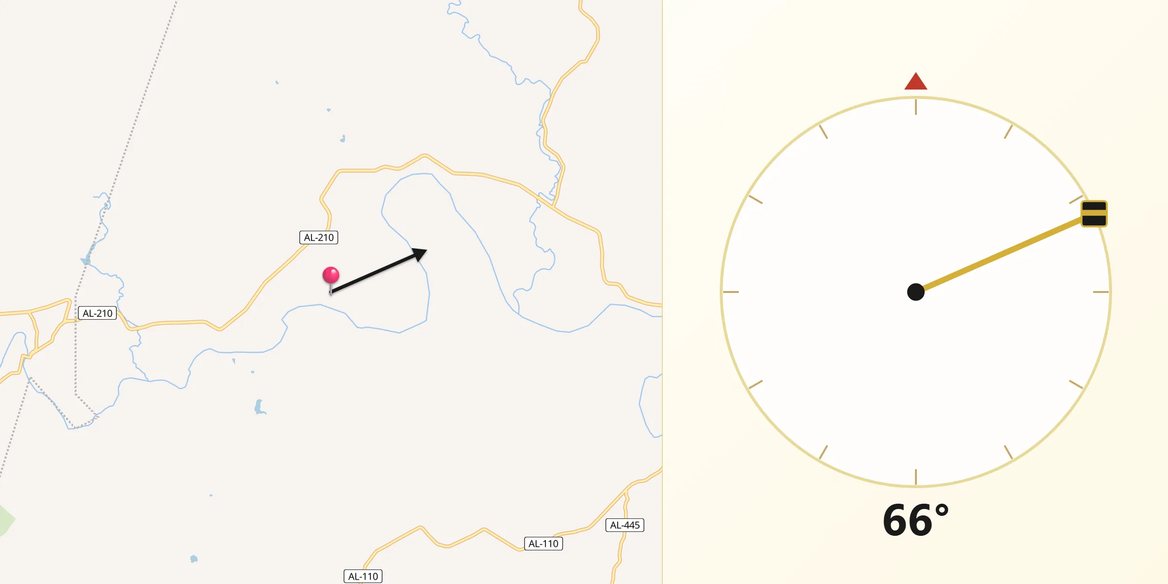 Direção da Qibla a partir de Viçosa