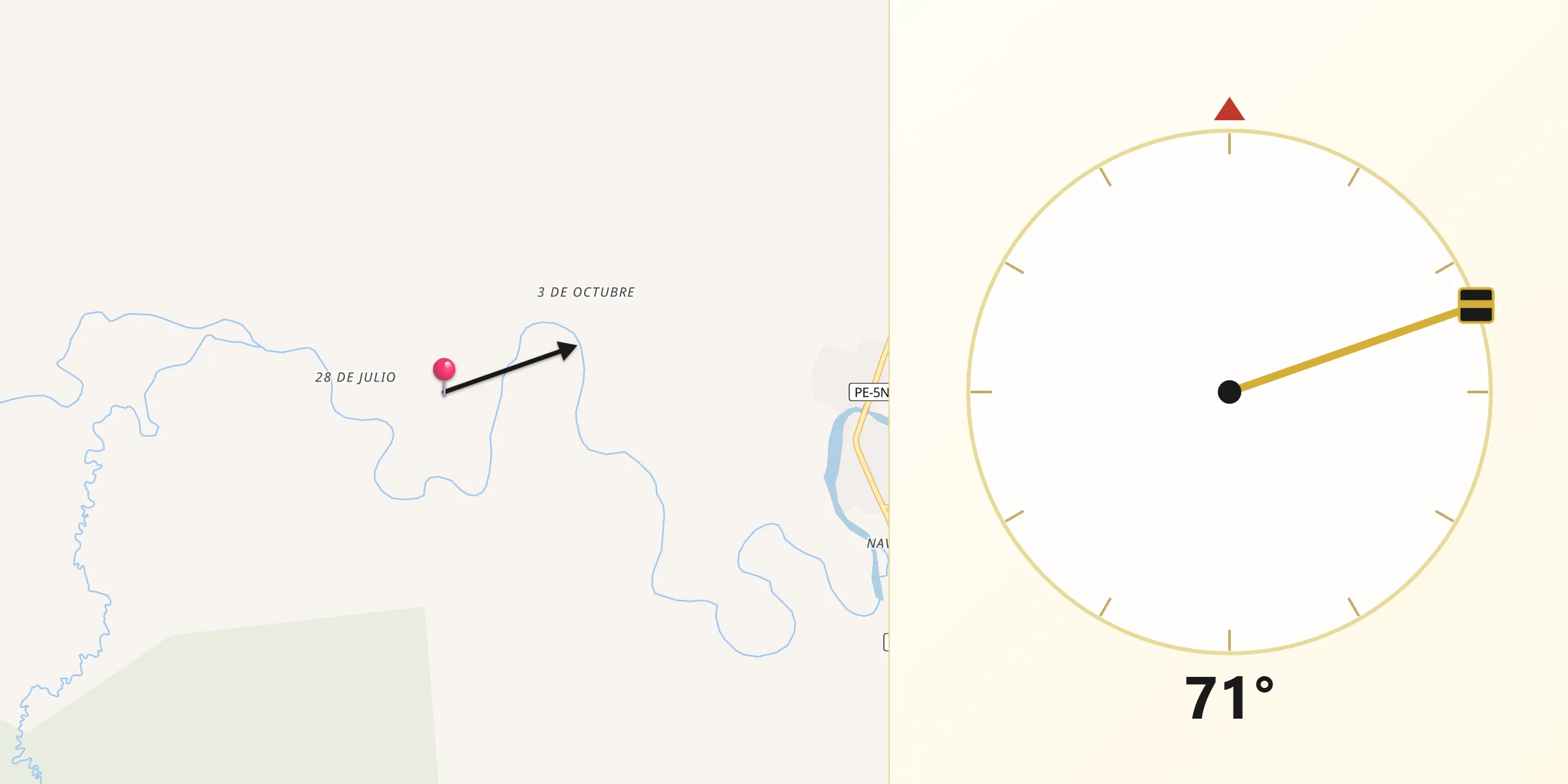 Dirección de la Qibla desde Puerto Inca