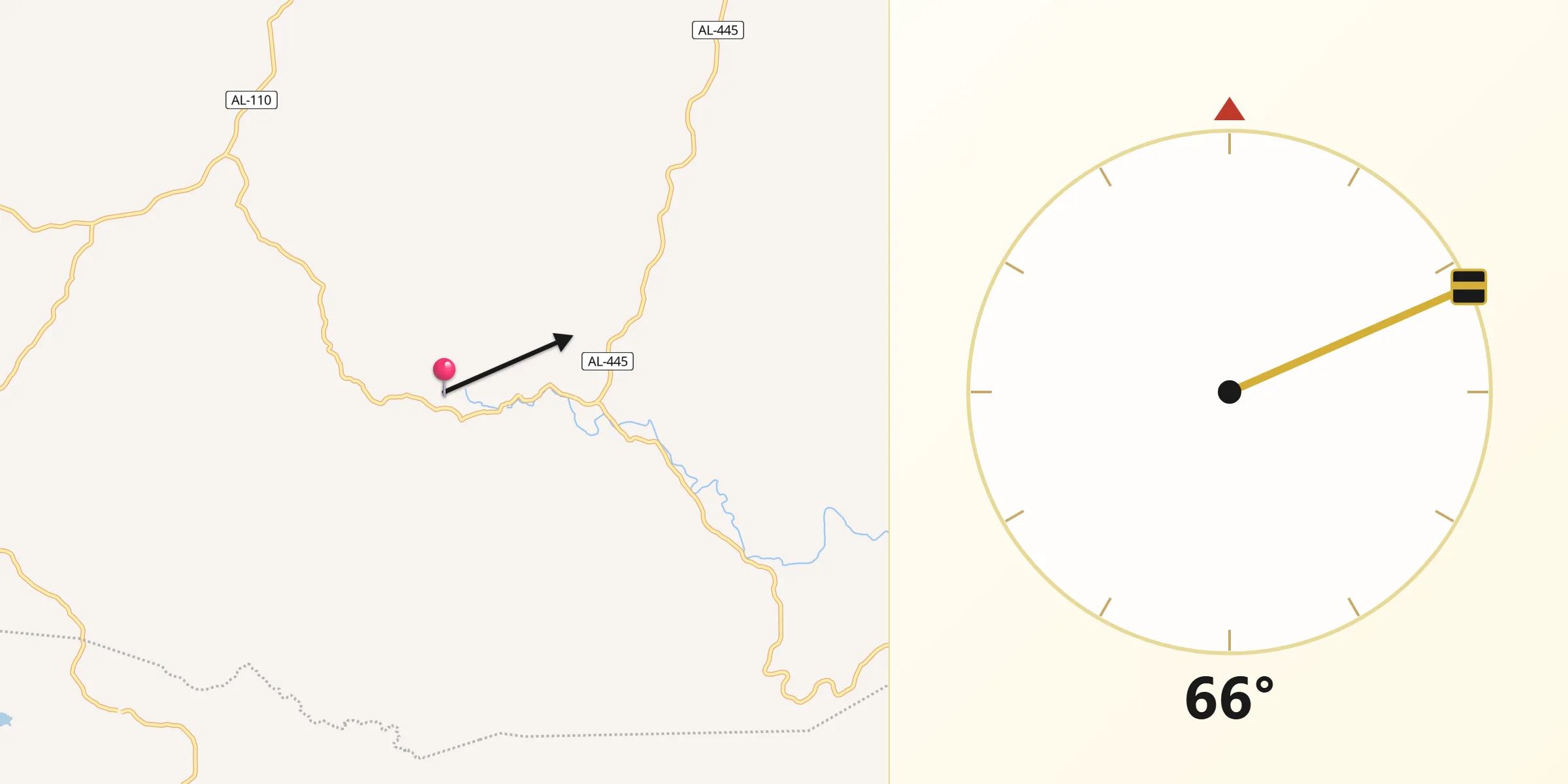 Direção da Qibla a partir de Pindoba
