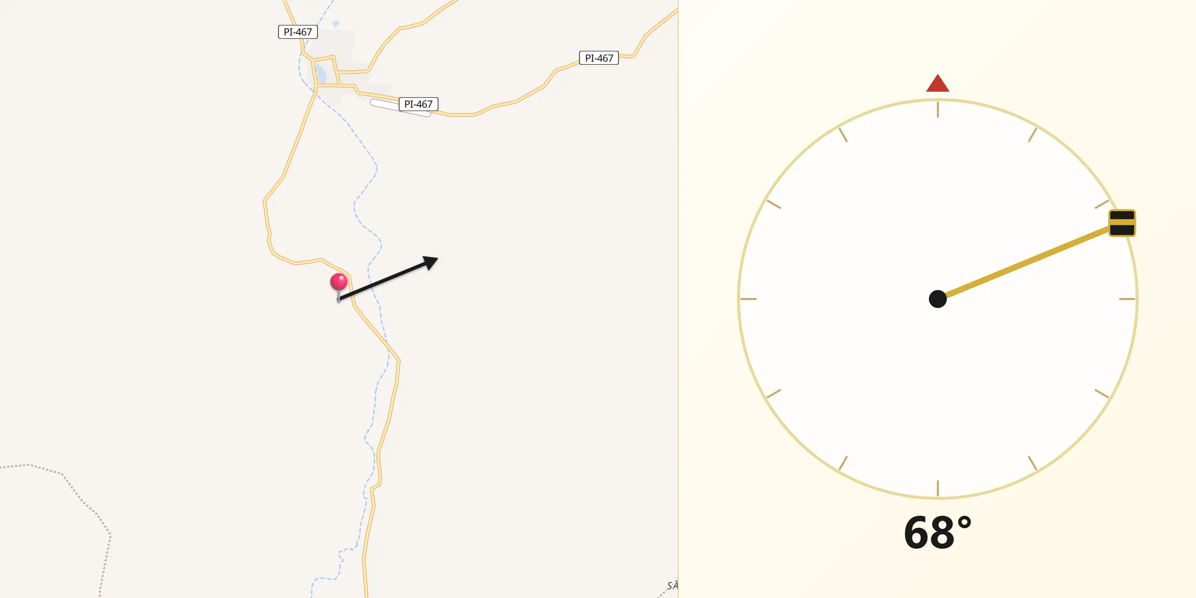 Direção da Qibla a partir de Fartura do Piauí