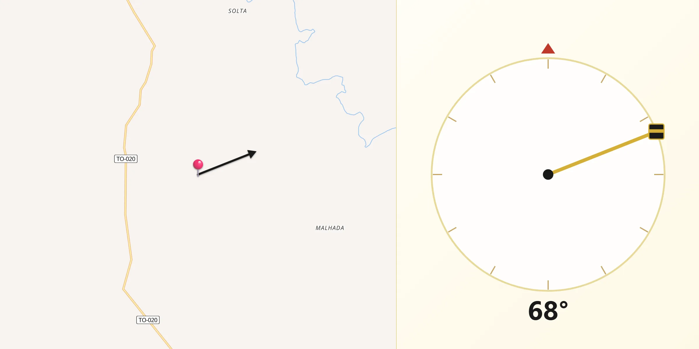 Direção da Qibla a partir de Lizarda