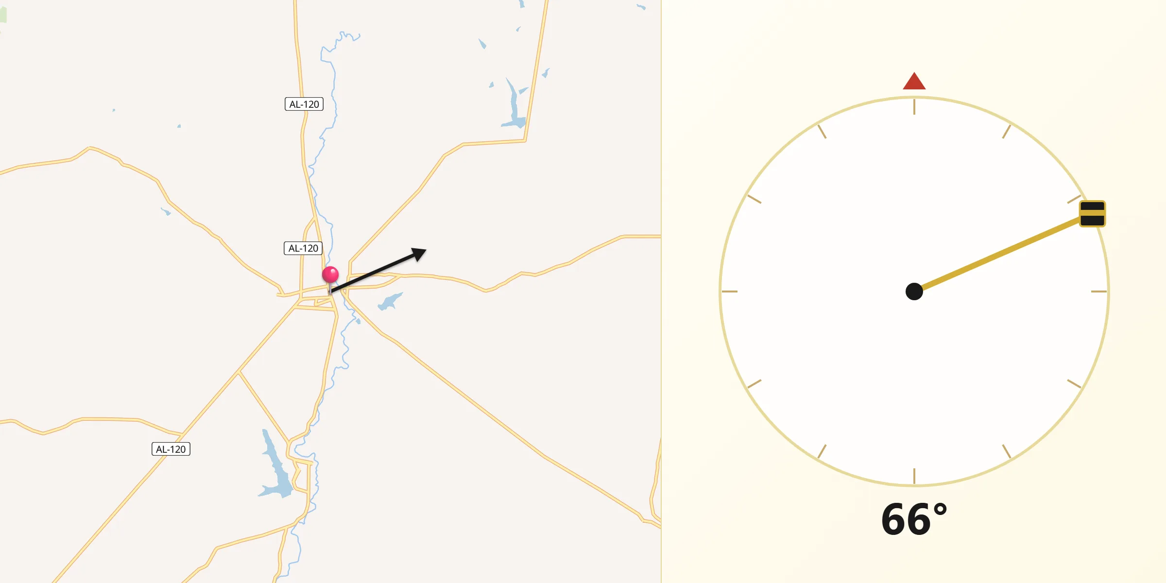 Direção da Qibla a partir de Major Isidoro