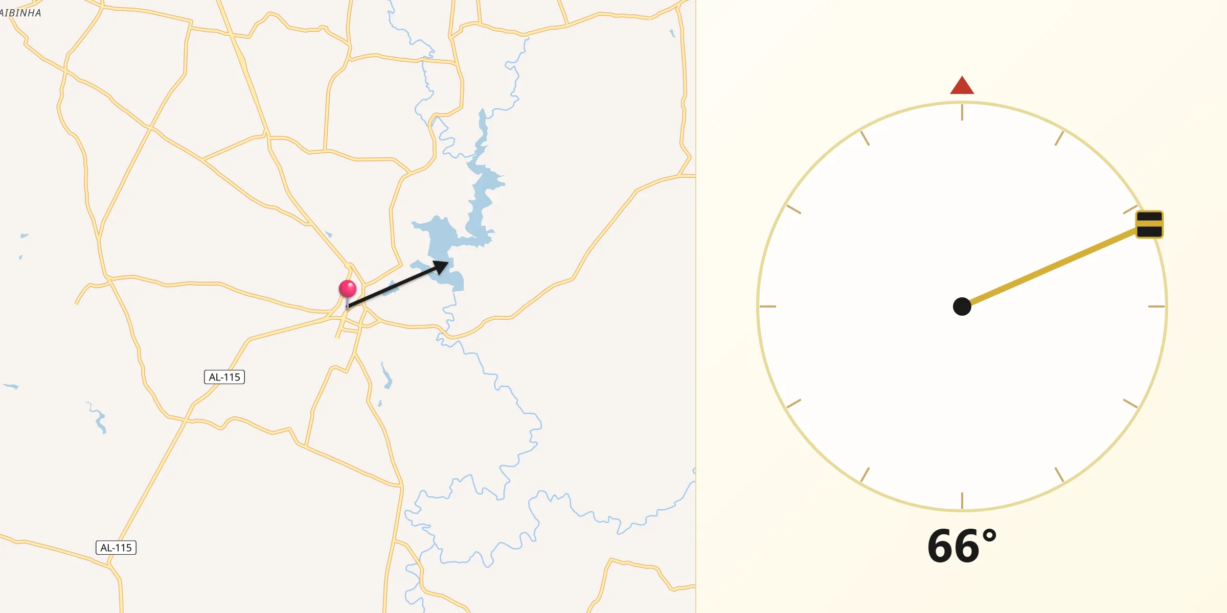 Direção da Qibla a partir de Igaci