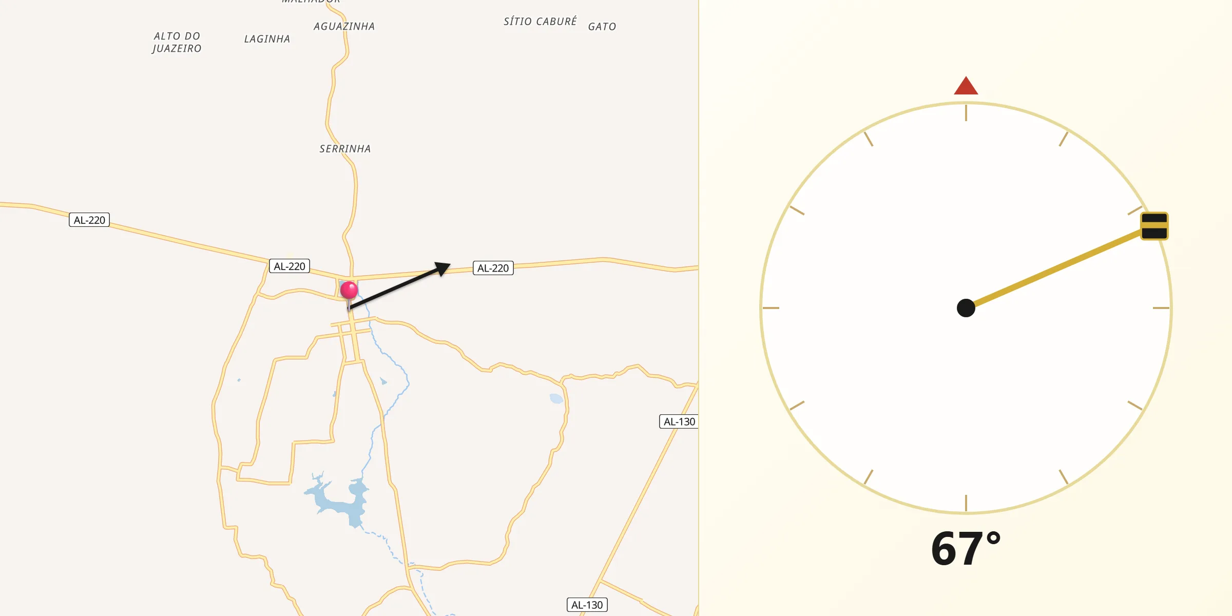 Direção da Qibla a partir de São José da Tapera