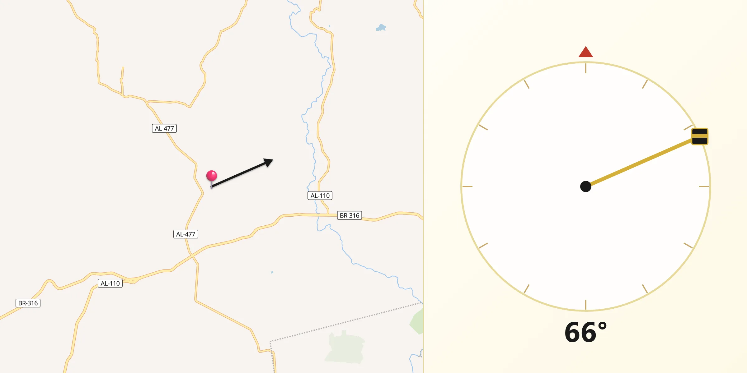 Direção da Qibla a partir de Tanque d'Arca