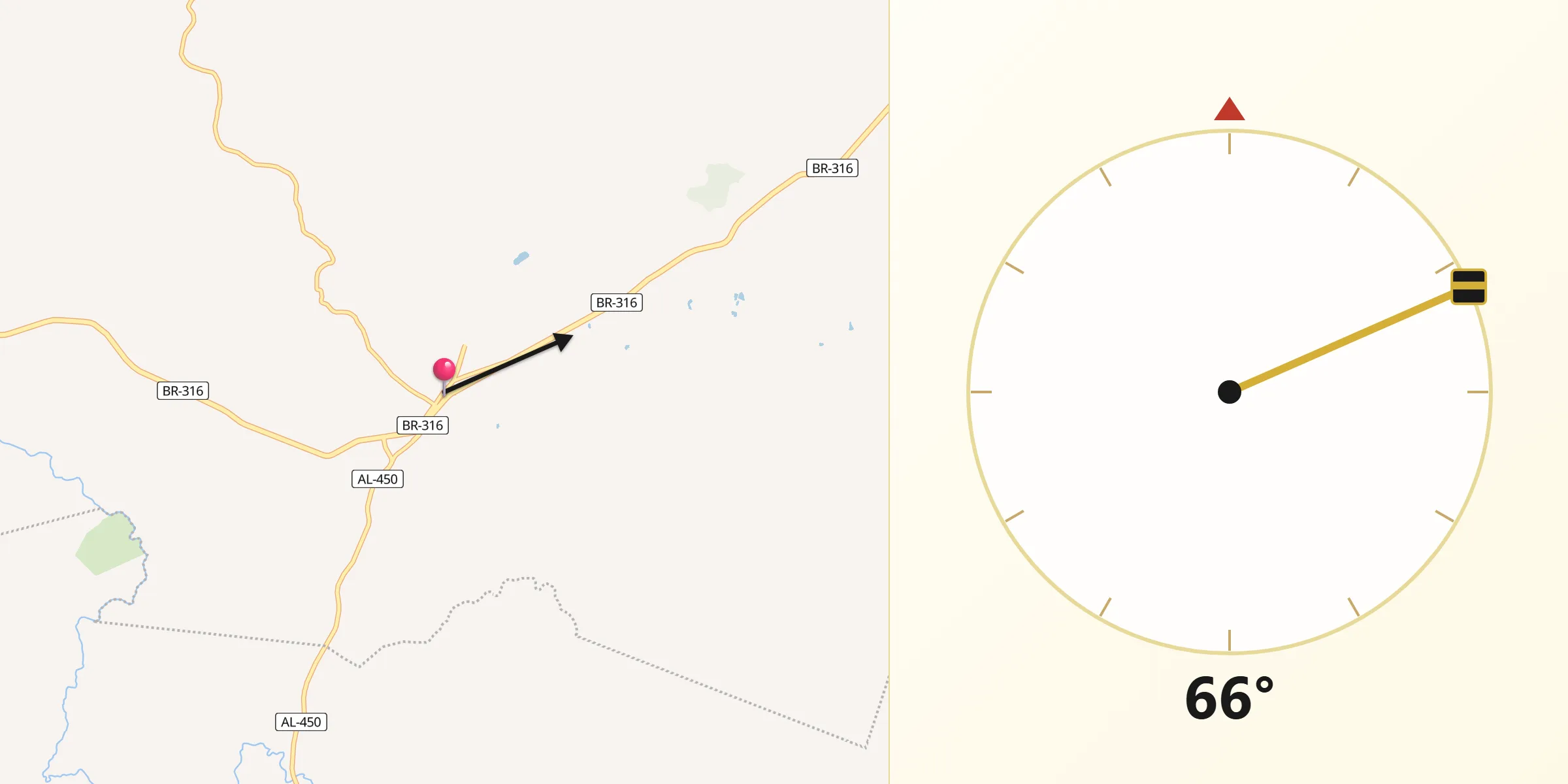 Direção da Qibla a partir de Maribondo