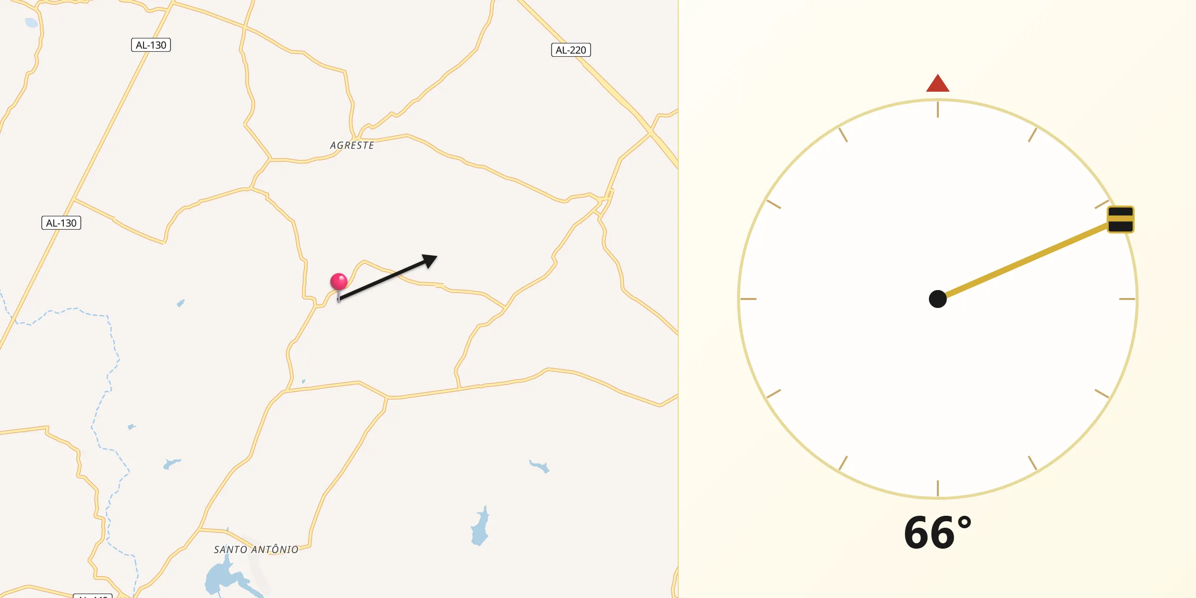 Direção da Qibla a partir de Monteirópolis