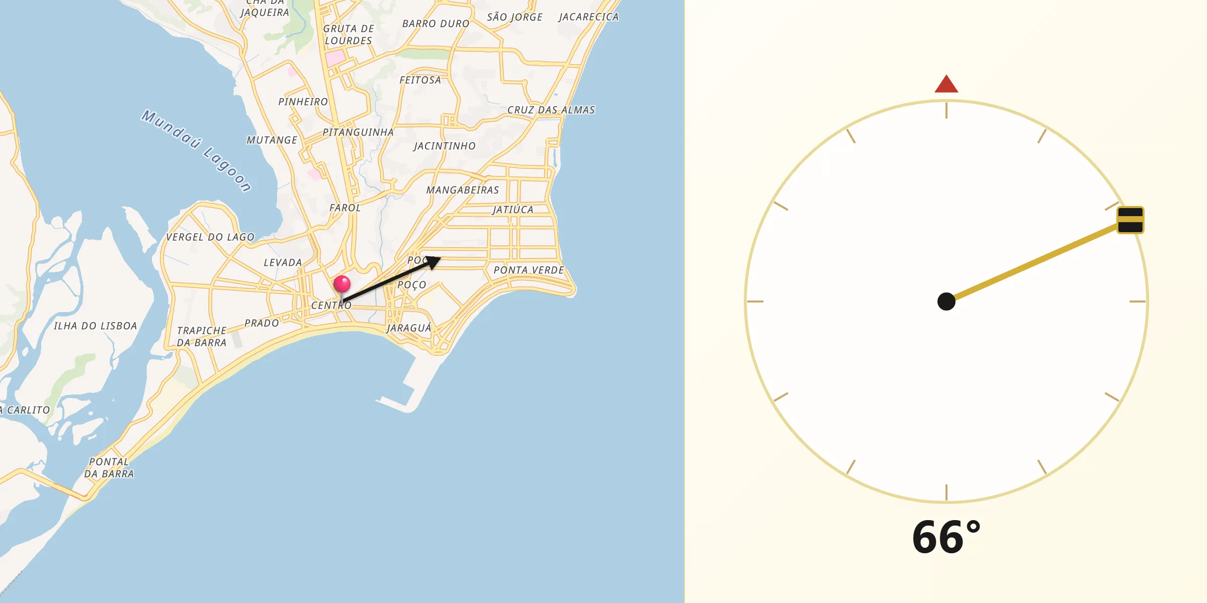 Direção da Qibla a partir de Maceió