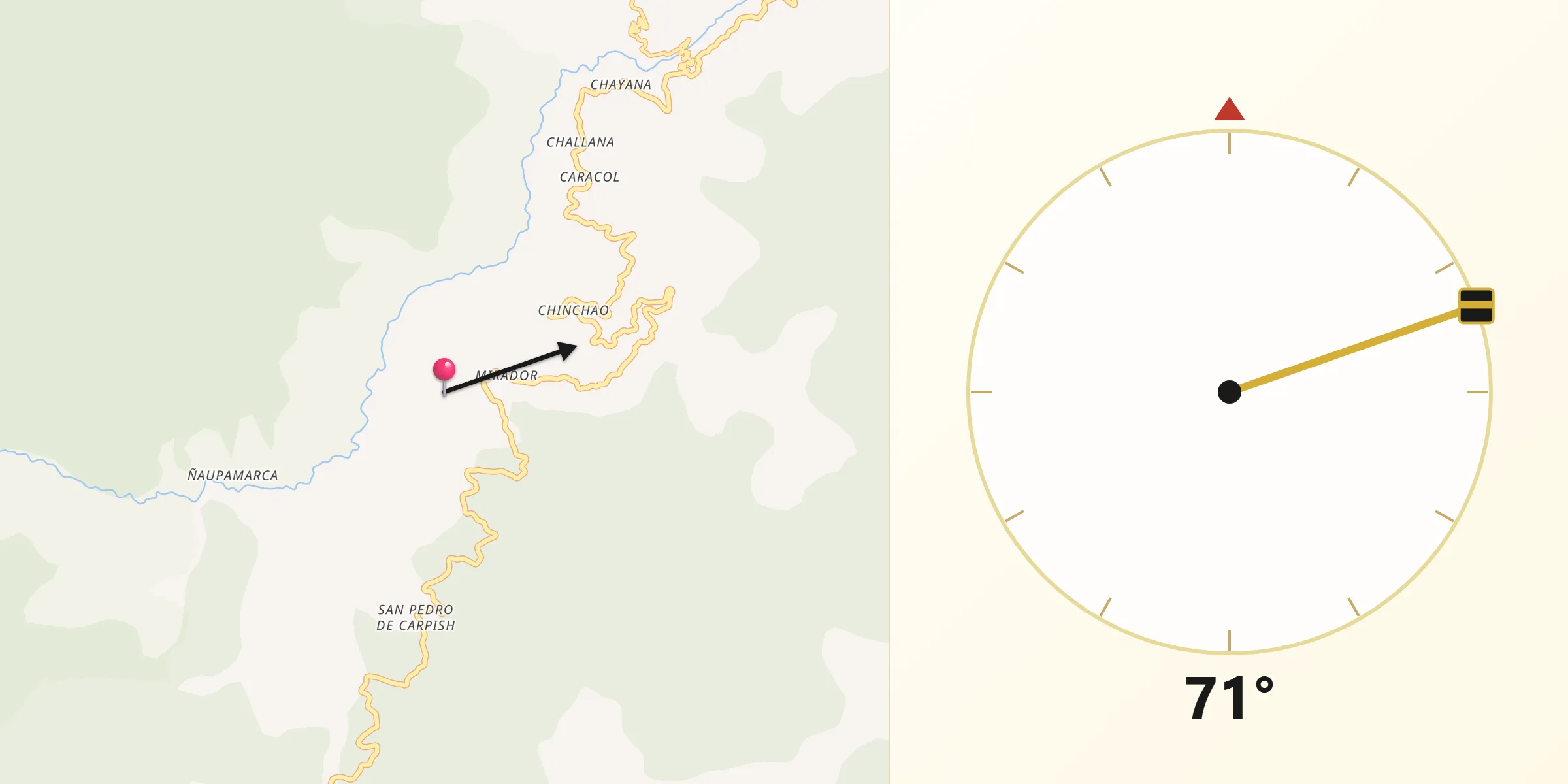 Dirección de la Qibla desde Provincia de Huánuco