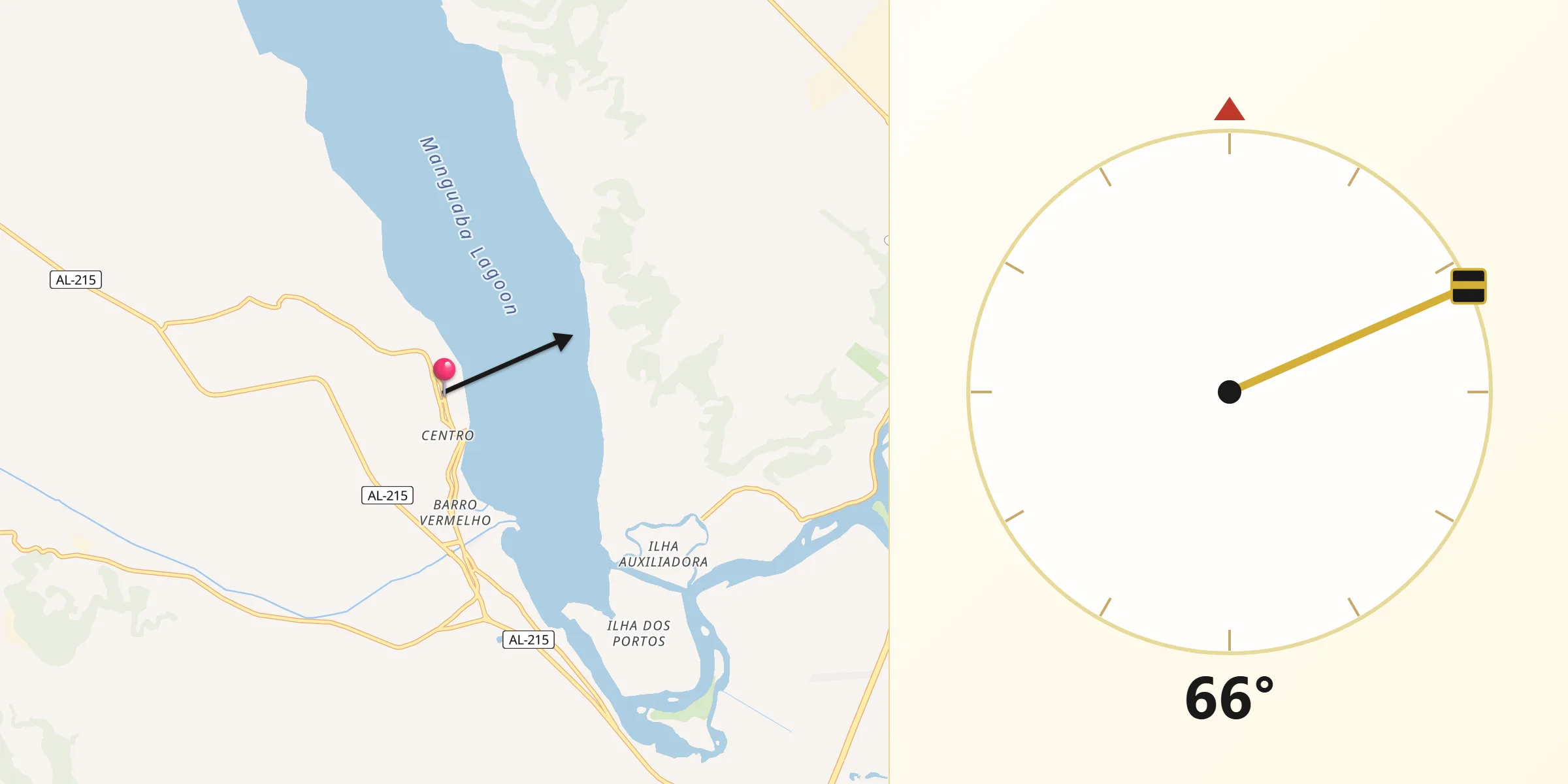 Direção da Qibla a partir de Marechal Deodoro