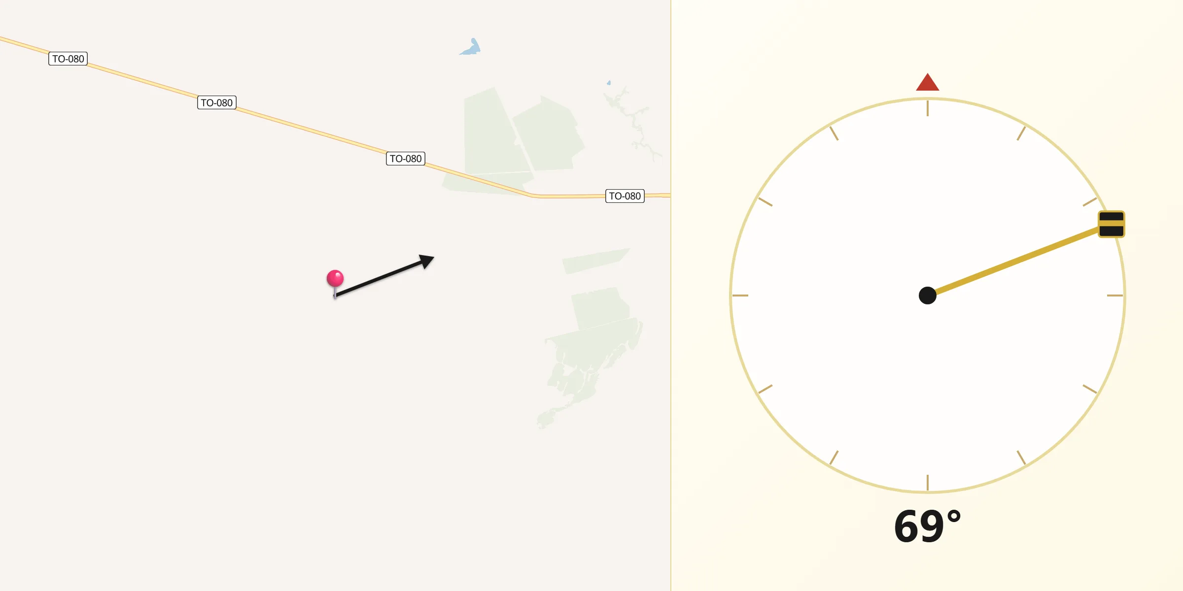 Direção da Qibla a partir de Marianópolis do Tocantins