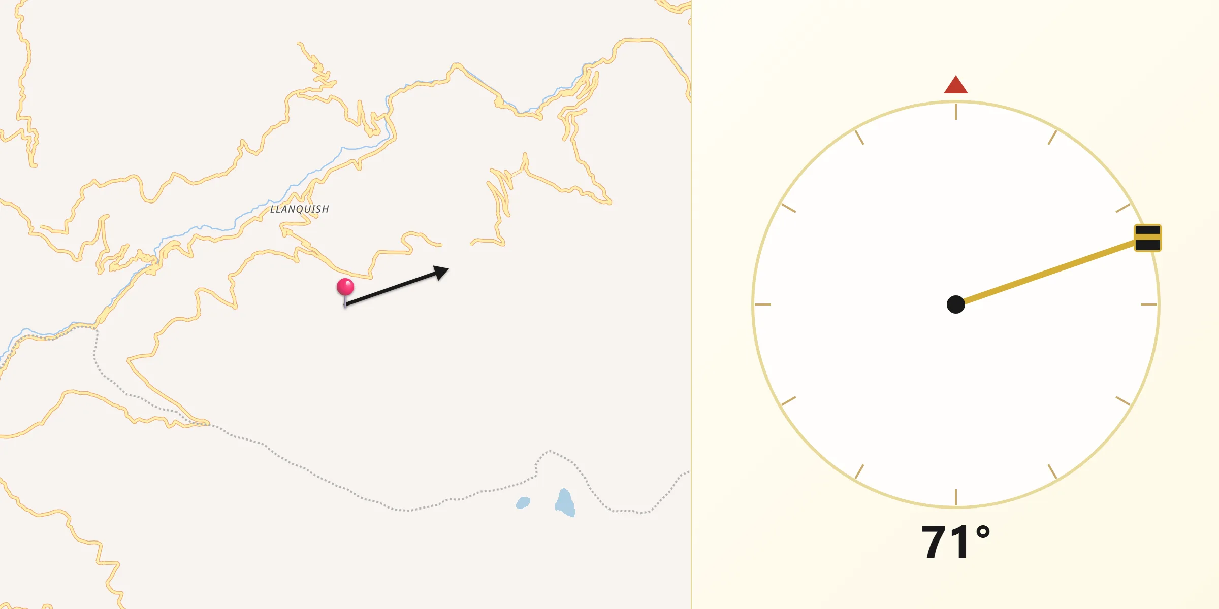 Dirección de la Qibla desde Provincia de Aija