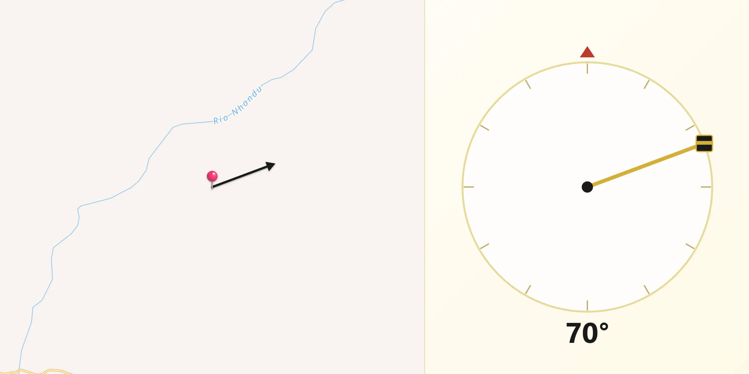 Direção da Qibla a partir de Novo Mundo