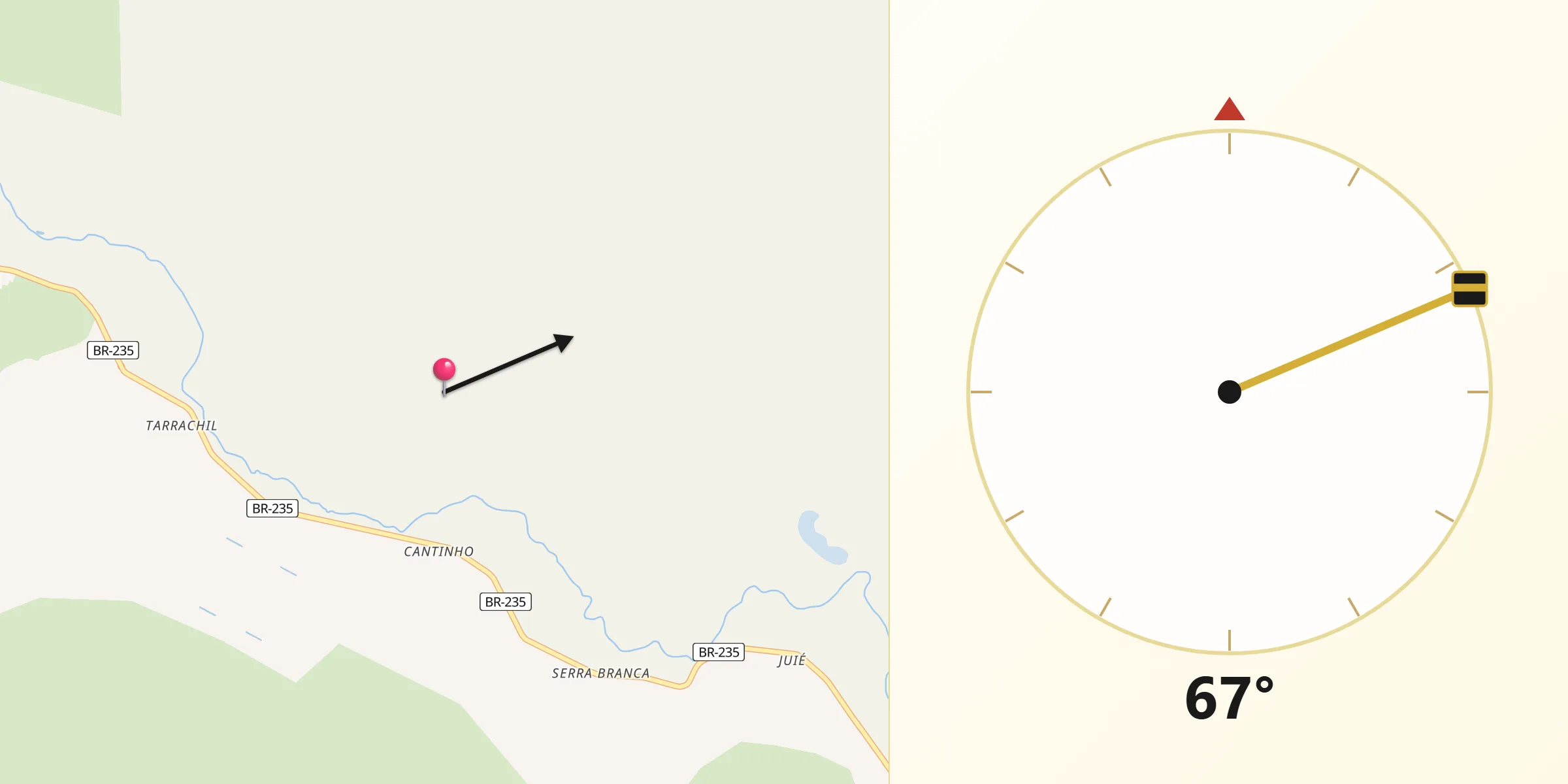 Direção da Qibla a partir de Jeremoabo