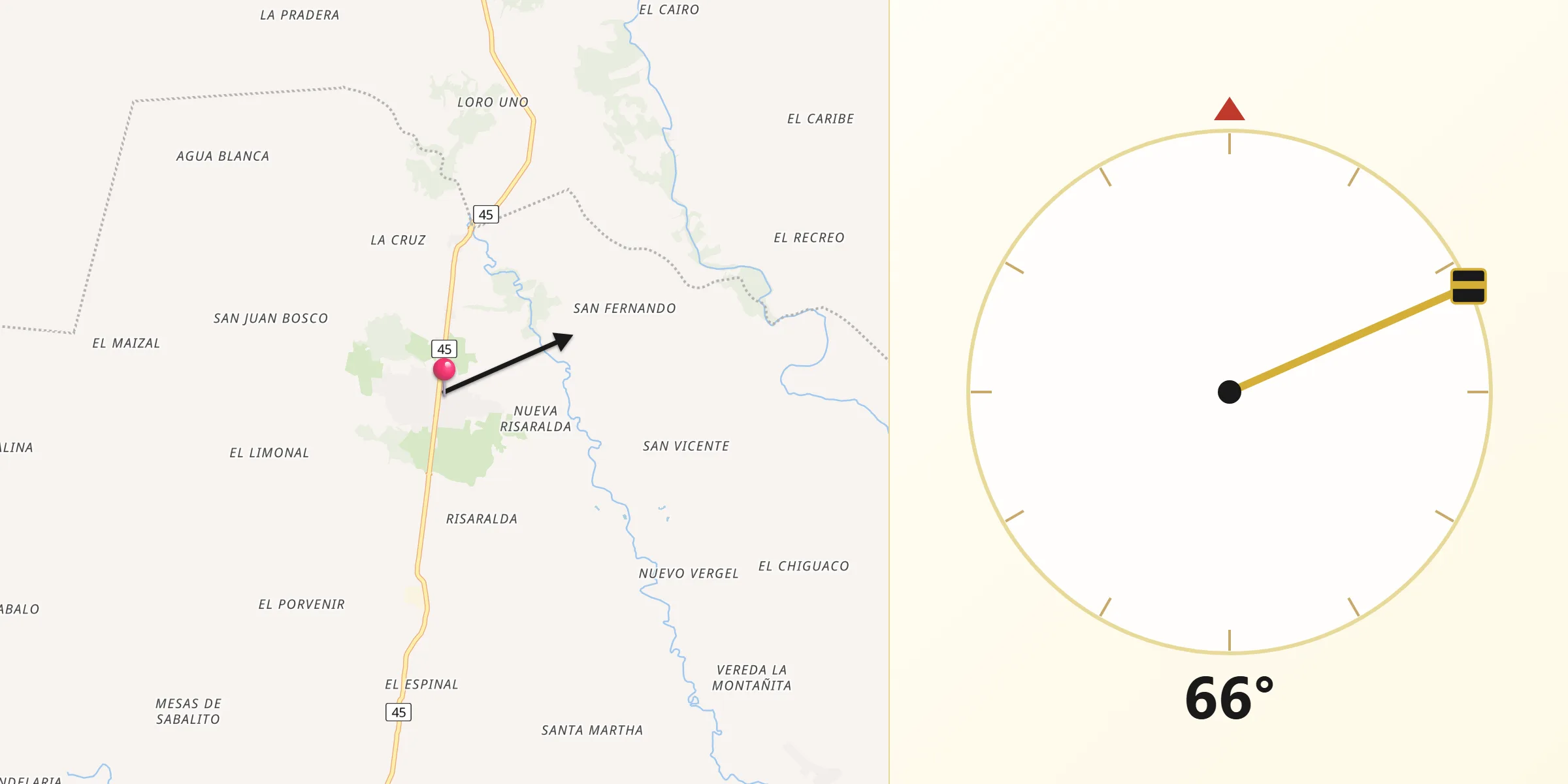 Dirección de la Qibla desde San Miguel