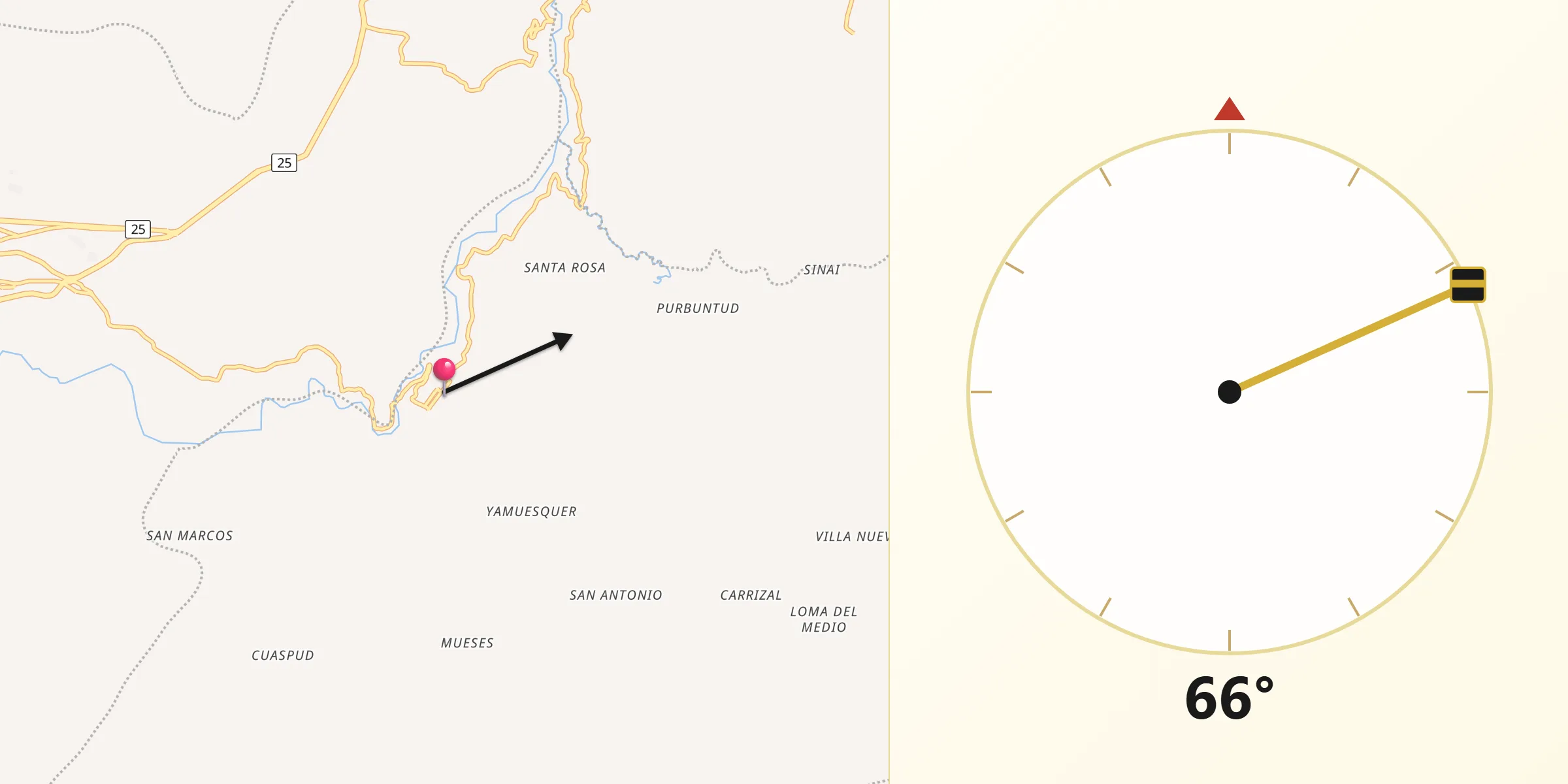 Dirección de la Qibla desde Potosí