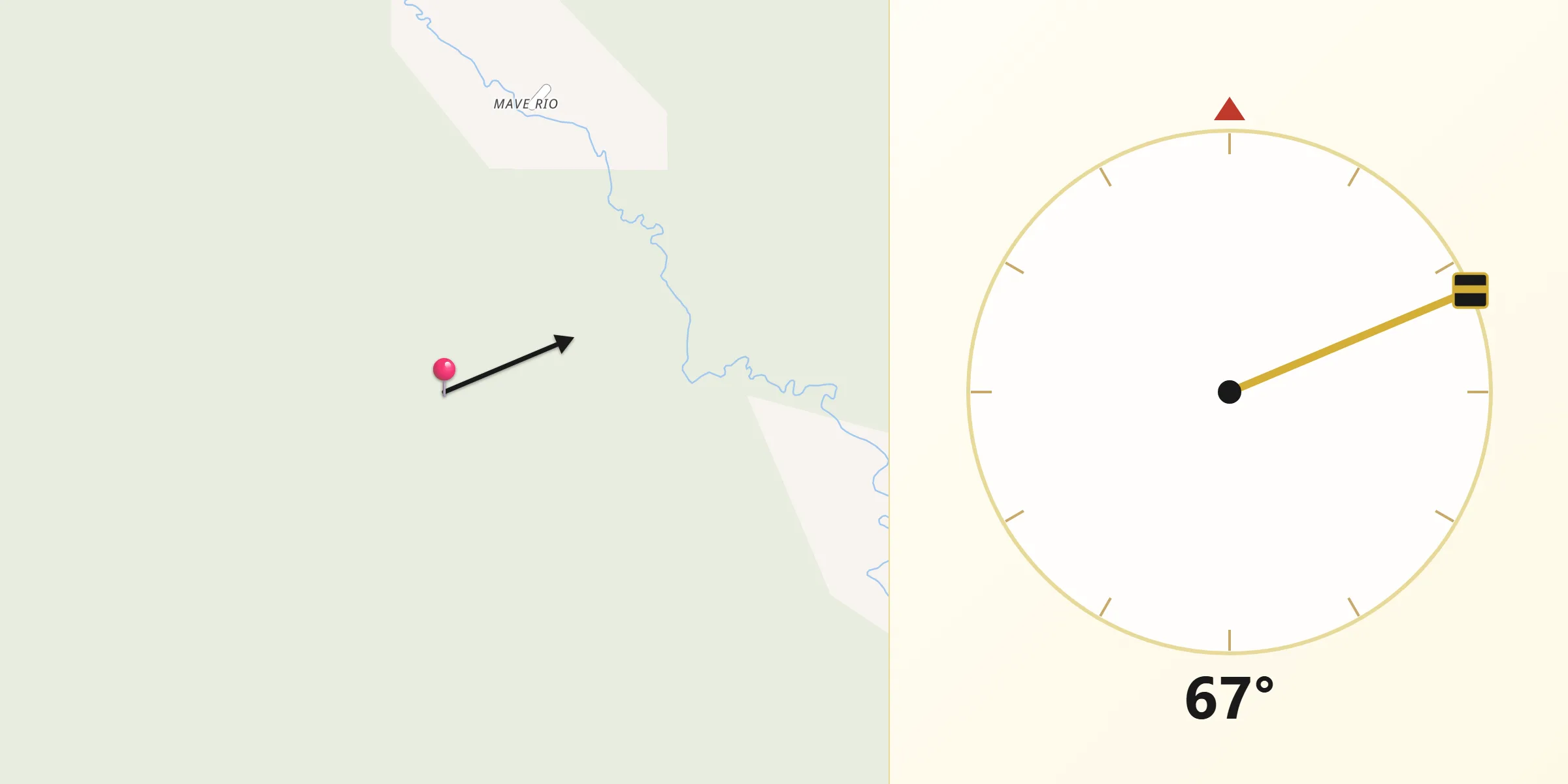 Dirección de la Qibla desde Yavaraté